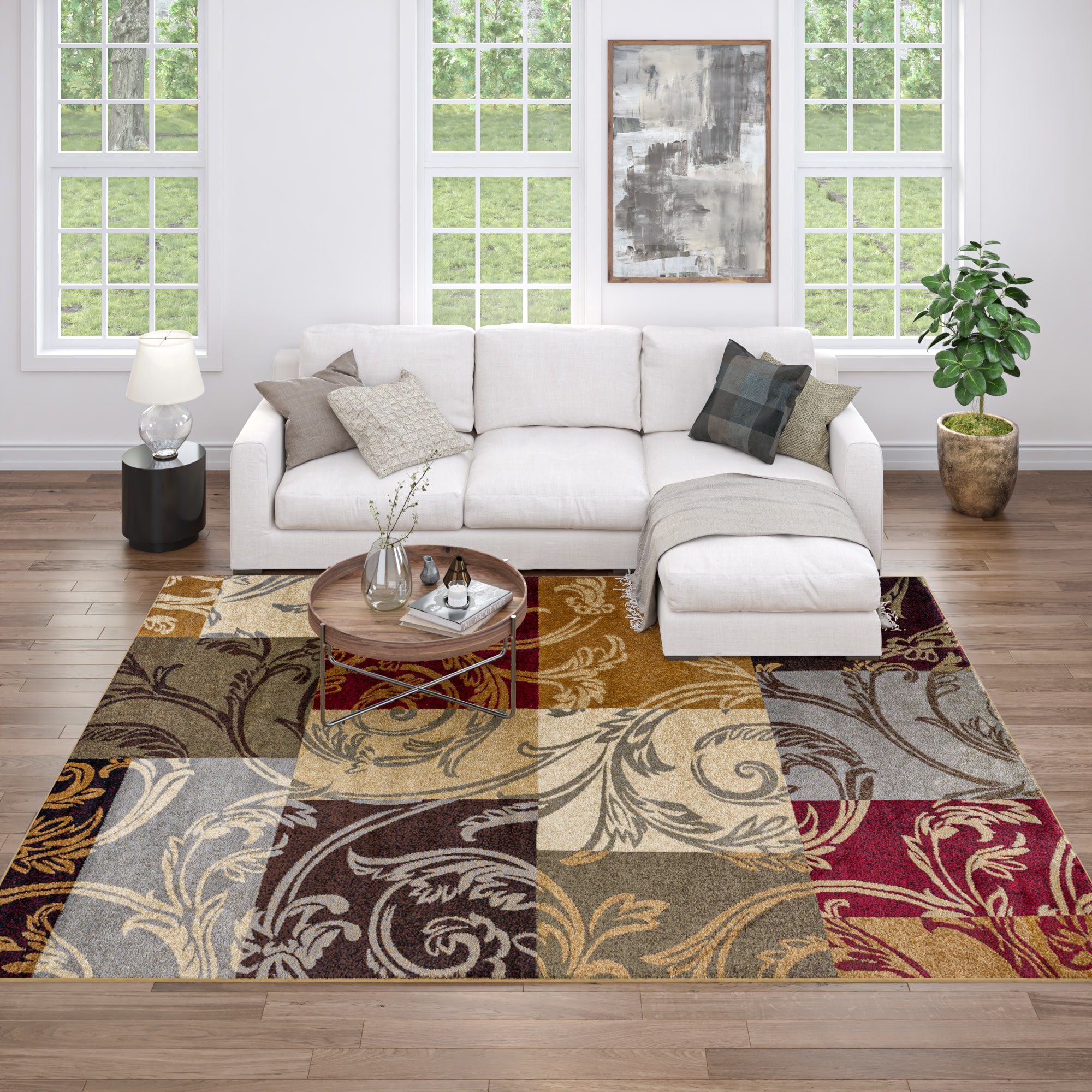 Tayse Transitional Multi 4 x 6 Ft. Indoor Area Rug - Durable 