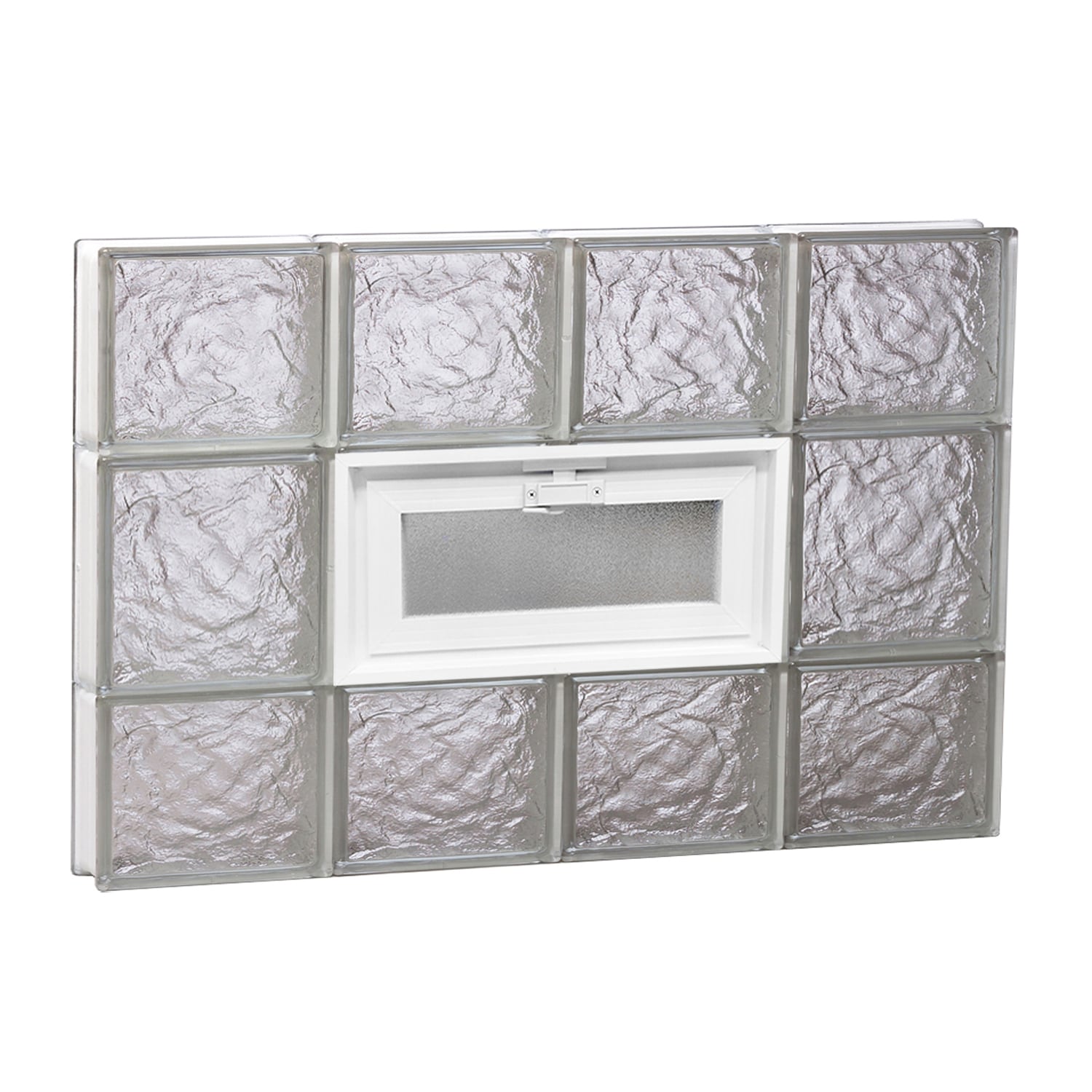 REDI2SET V3220IS Ice Glass 31-in x 19-1/4-in Frameless Replacement Vented Glass Block Window