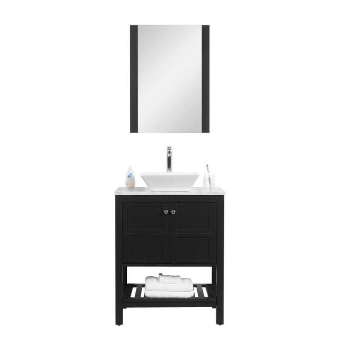 Black Single Sink Bathroom Vanity, Eclife 24 Modern Bathroom Vanity Sink Combo
