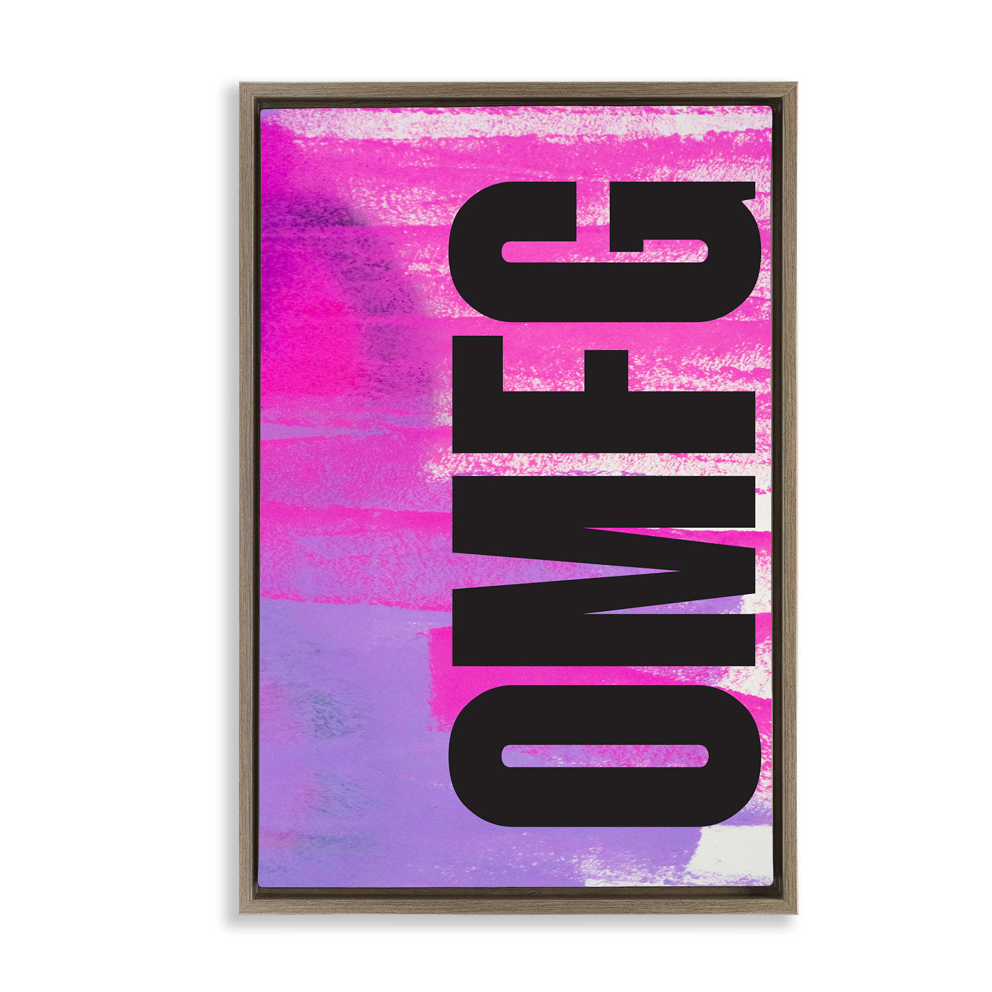 Stupell Industries BS-955-FFE-16X24 Bold OMFG on Abstract Brown Framed Floater Canvas Wall Art By House of Lulu 17 x 25