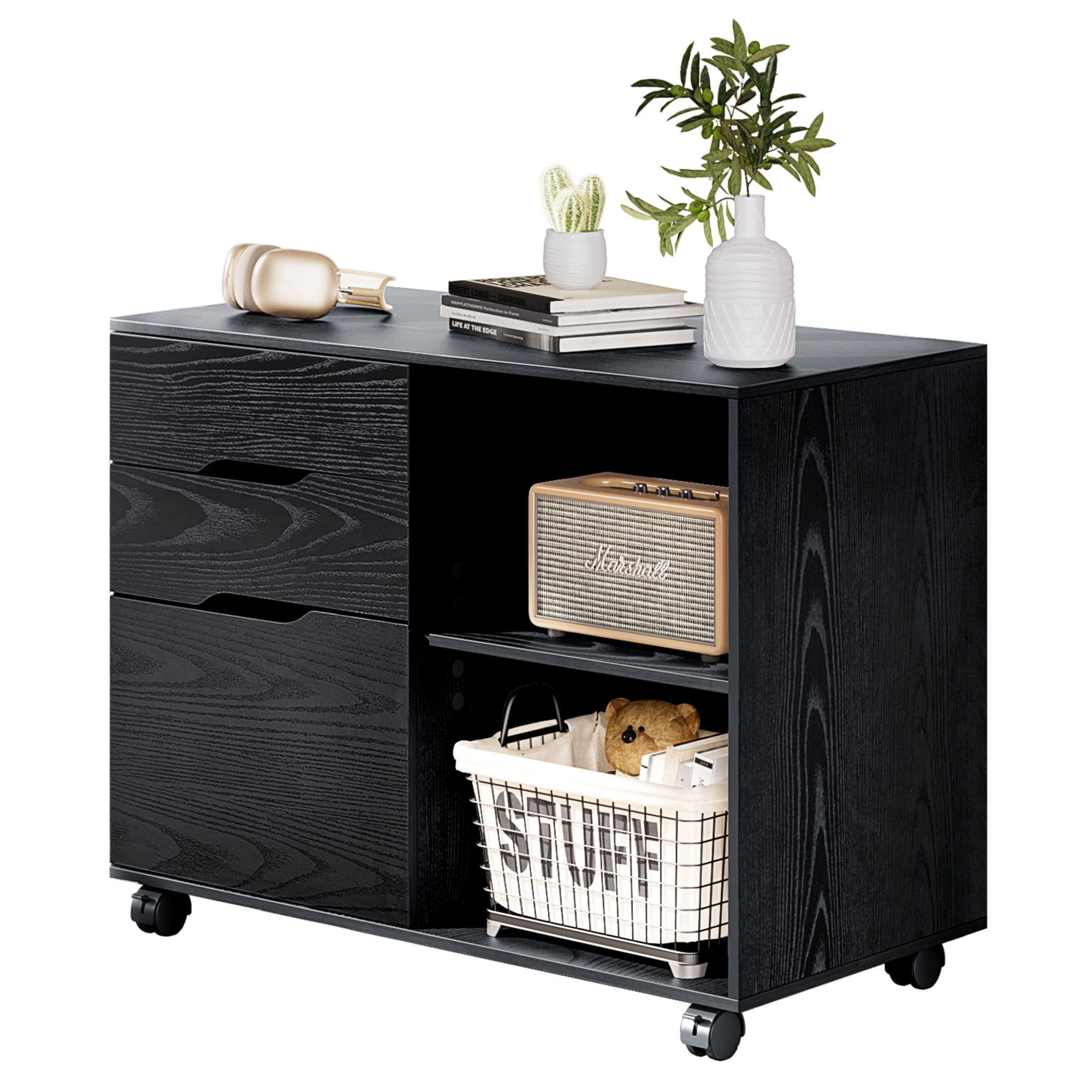 Sweetcrispy 31-in W Modern 3-Drawer Rolling File Cabinet for Office