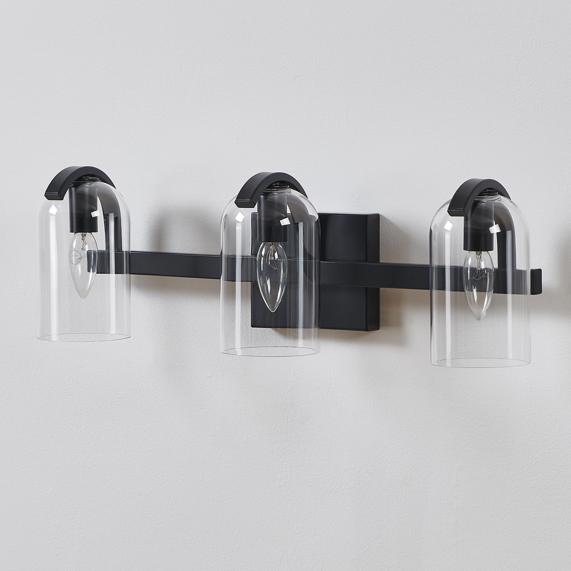 KAWOTI 21385 23-in 3 -Light Matte Black Transitional Vanity light