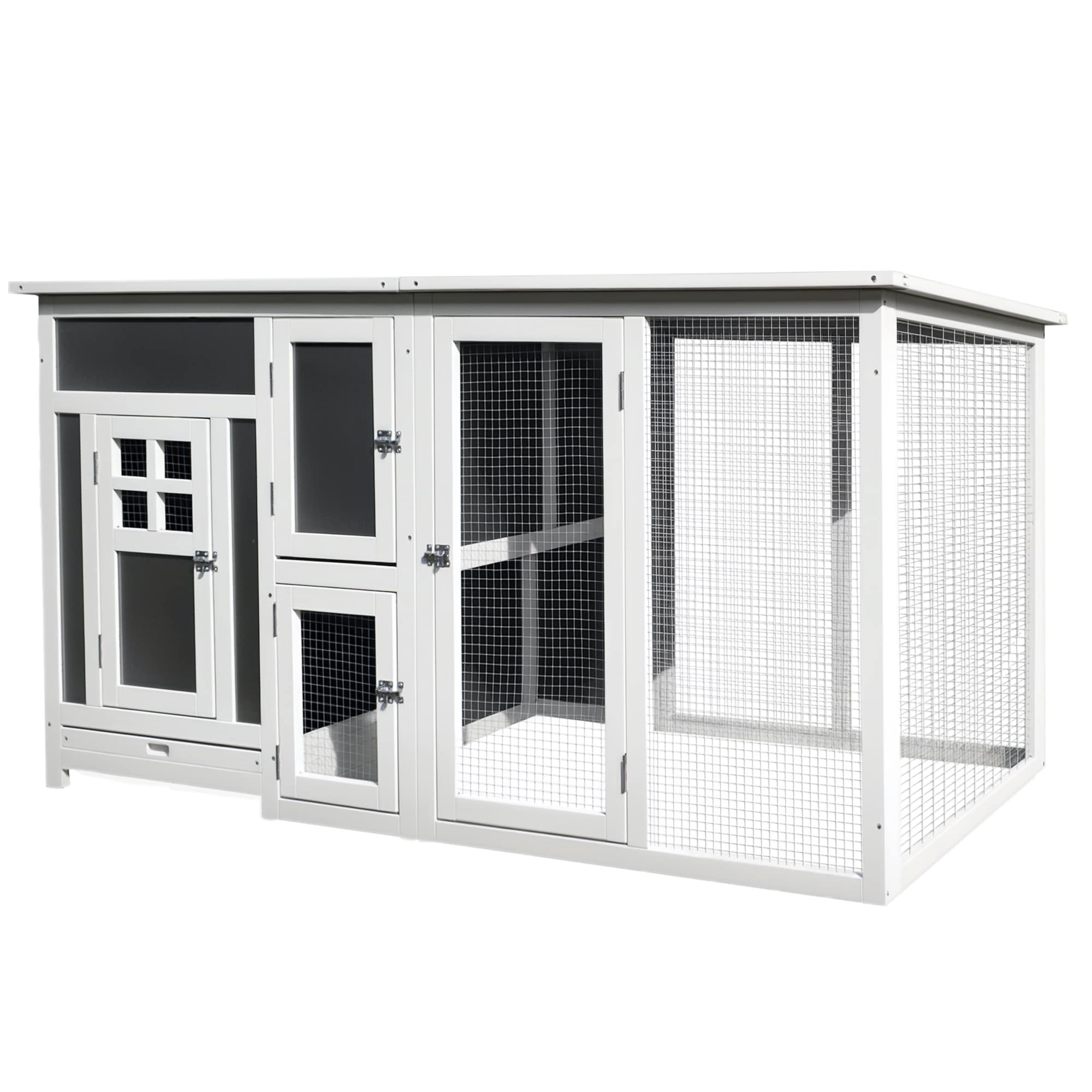 PawHut -  63 Chicken Coop Wooden Chicken House Rabbit Hutch Poultry Cage Hen Pen Backyard PC Roof...