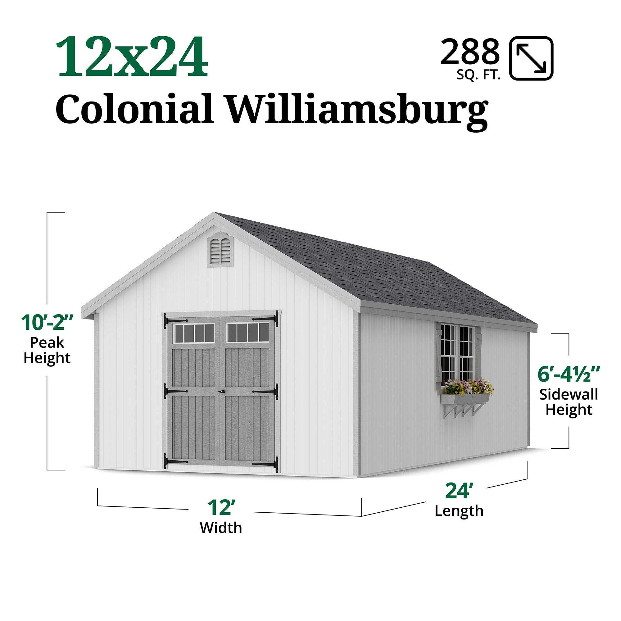 Little Cottage Co 12X24 WCGS-PC Wood-Storage-Buildings - View #3