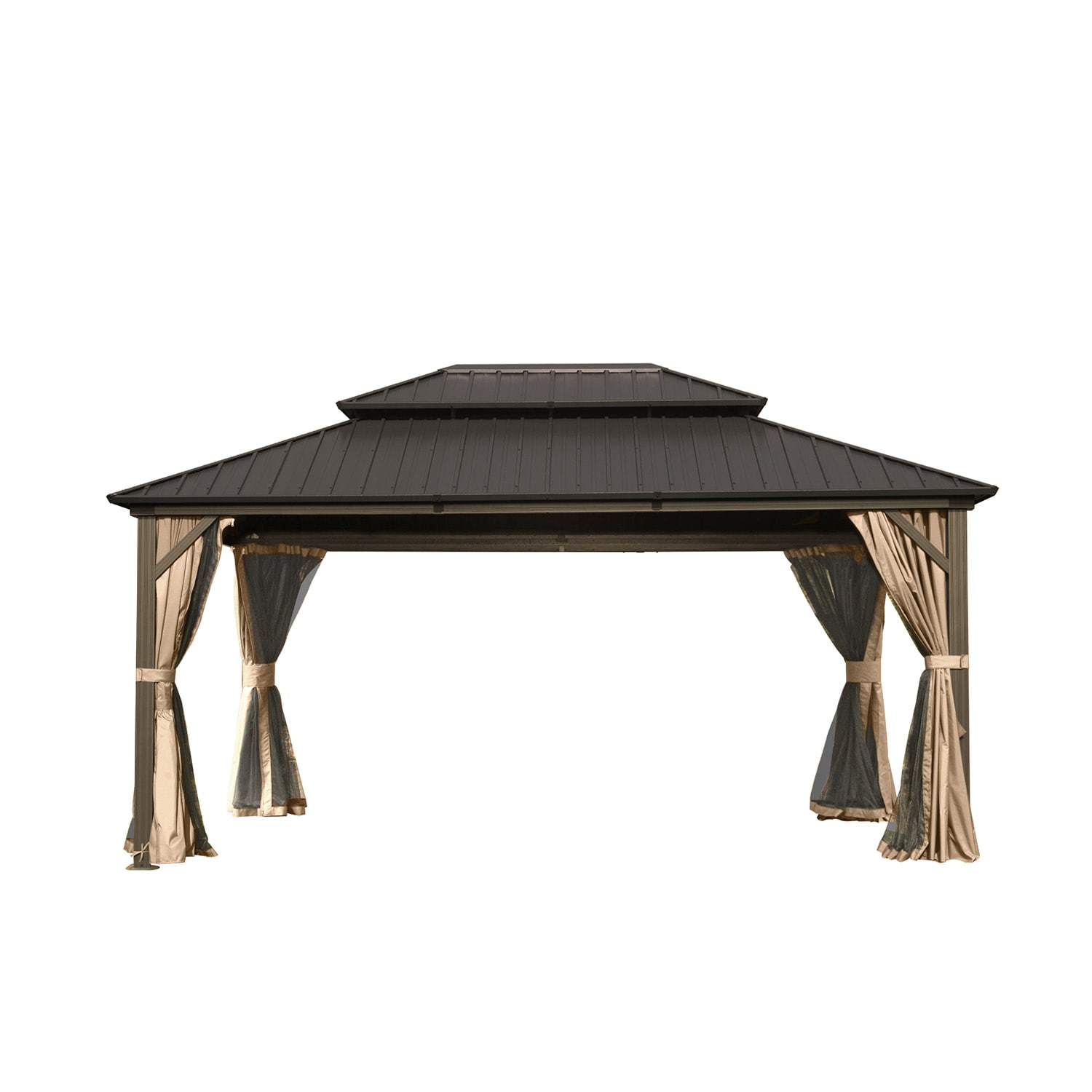 Mondawe MD-OF50AAA 12-ft x 14-ft Brown Rectangle Solarium with Hardtop Steel Roof (Screen Included)