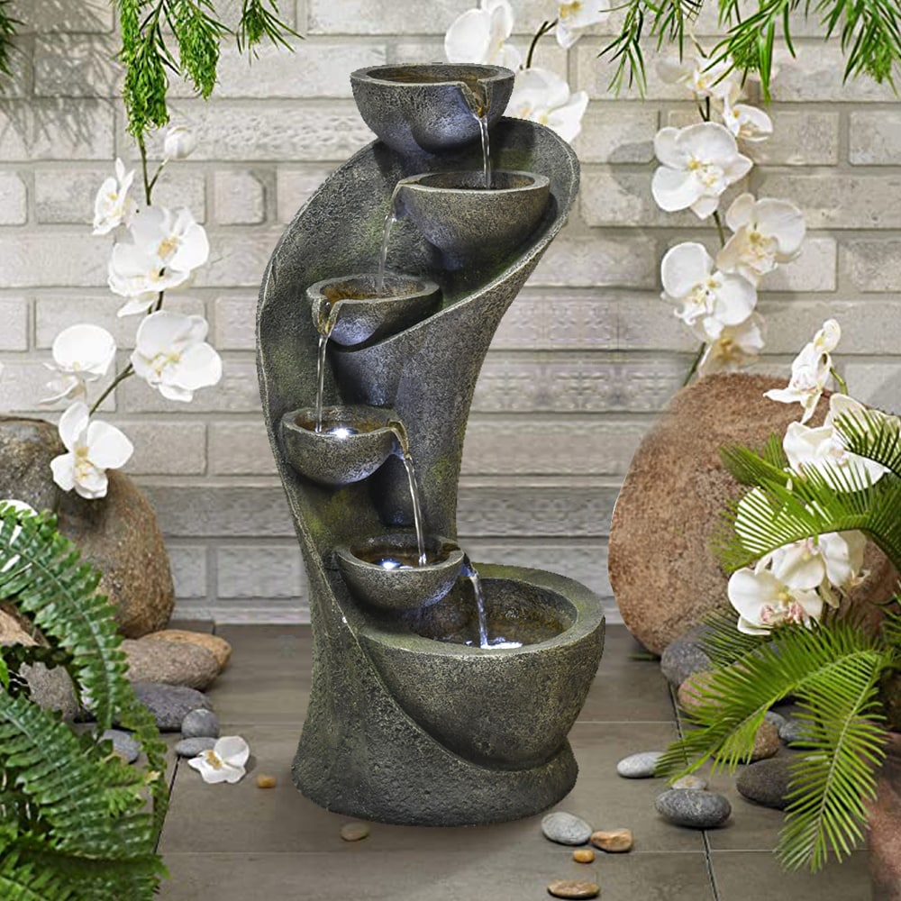 Watnature 23.5-in H Resin Water Outdoor Fountain Statue Pump Included ...