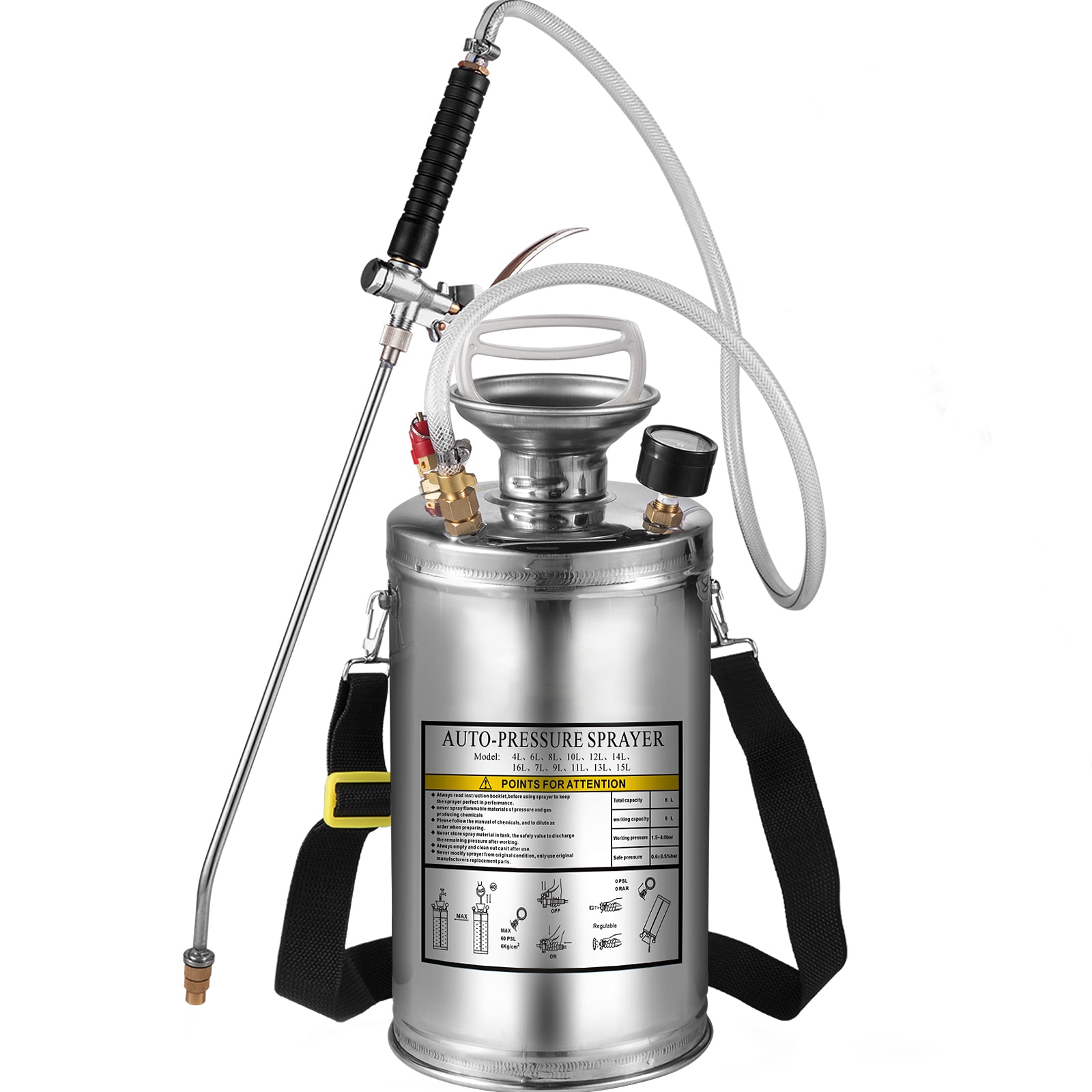 SVOPES SVOPESPWQBXG600230V0 1.5-Gallon Stainless Steel Pump Sprayer with Adjustable Spray Battery Not Included Charger Not Included