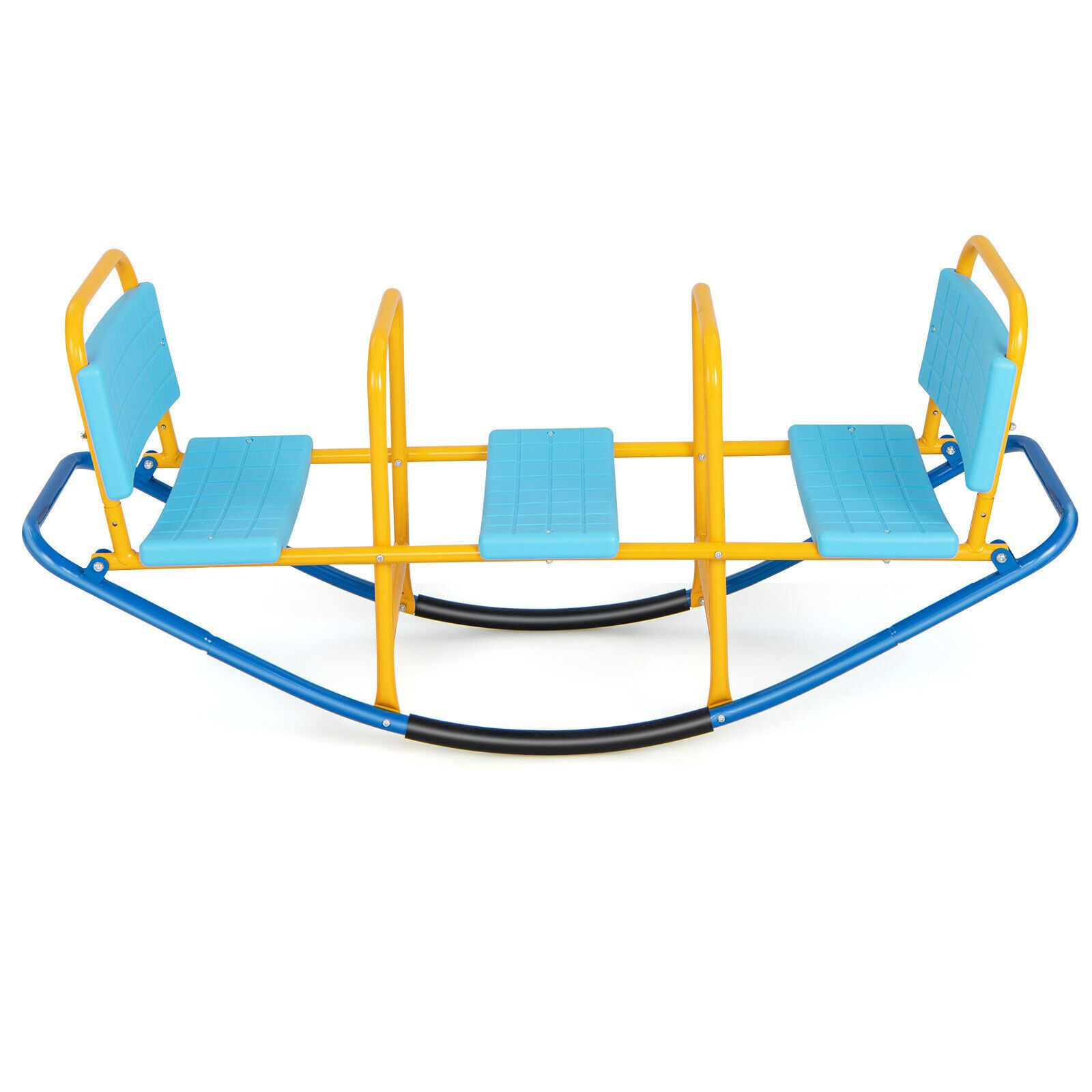 Slickblue Kids 3-Seat Rocking Teeter 53.5 in Carbon Steel Indoor Outdoor Seesaw - Multicolor