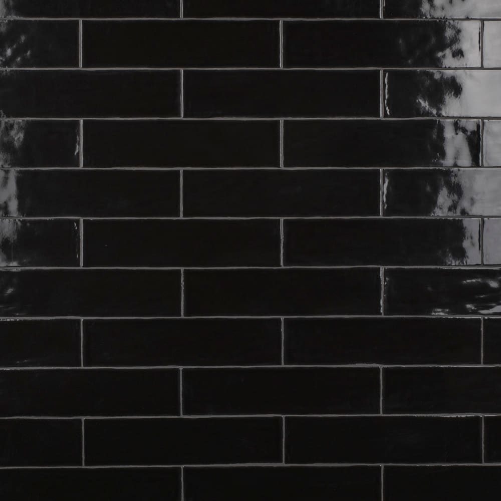 Affinity Tile S1WNU32CNE Sample- Chester Nero 3-in x 12-in Glossy Ceramic Subway Wall Tile
