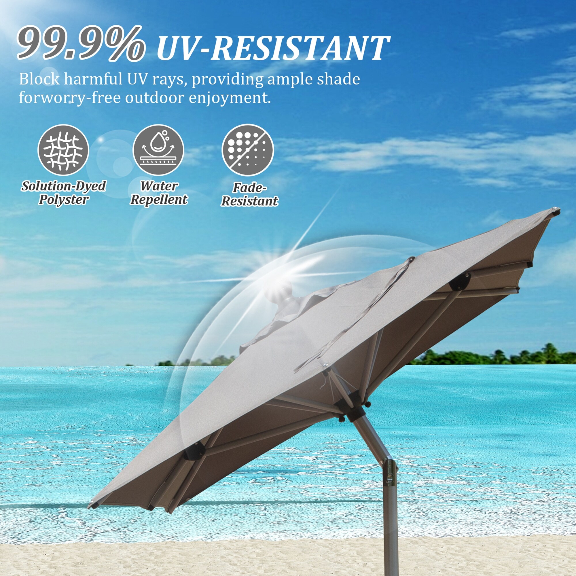 ToolCat Rectangle Patio Umbrella with Crank Lift and Tilt Function ...