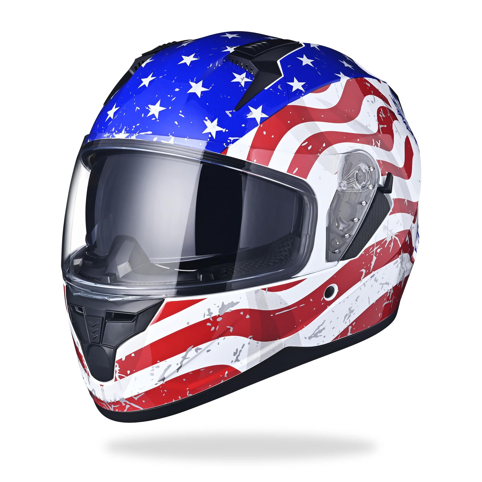 Yescom 33HEL015-M67XL-2-LO AHR RUN F Full Face Stars and Stripes Motorcycle Helmet Flip up Dual Visor DOT