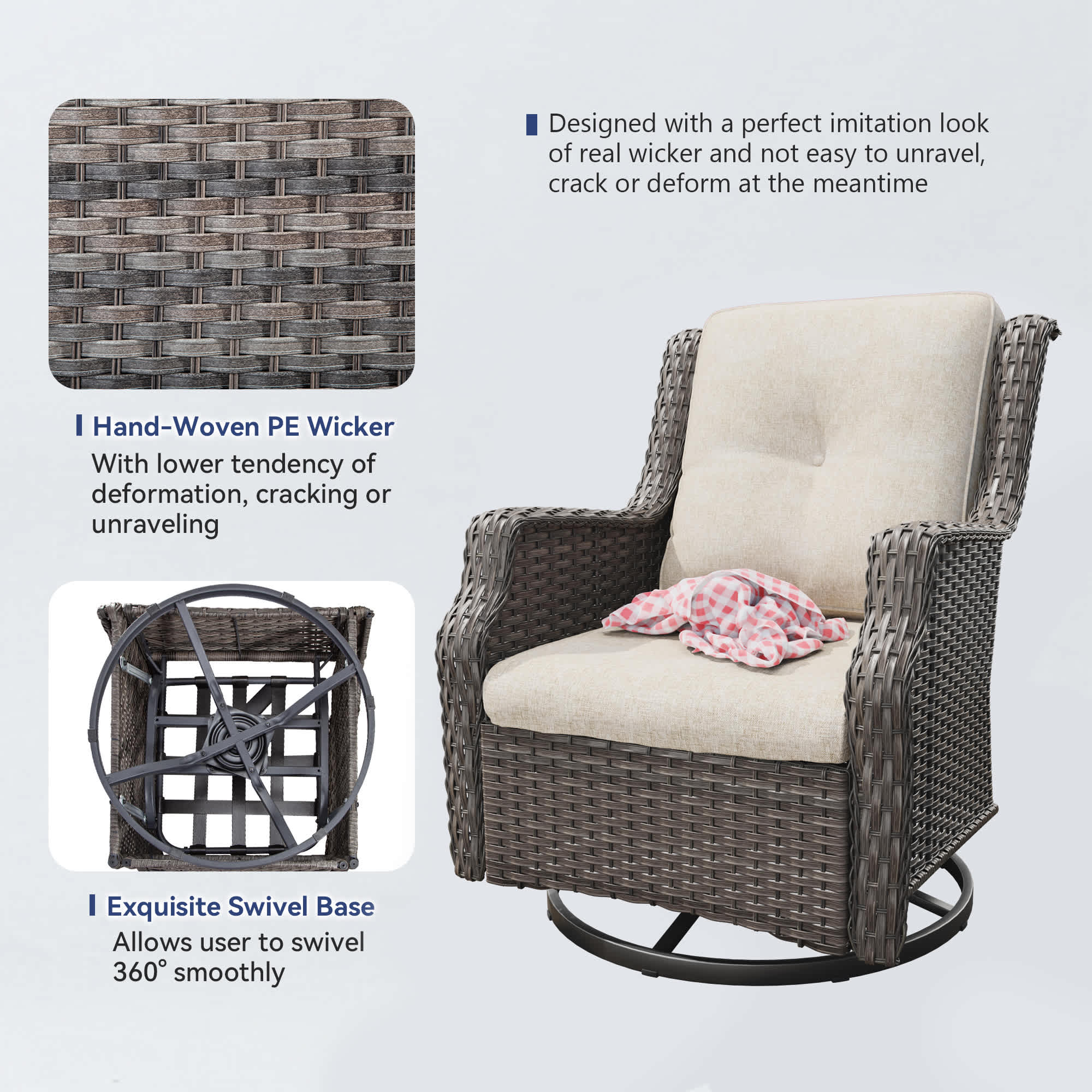 Bestier USLOW-M72-BGE-A1 Patio-Chairs - View #2