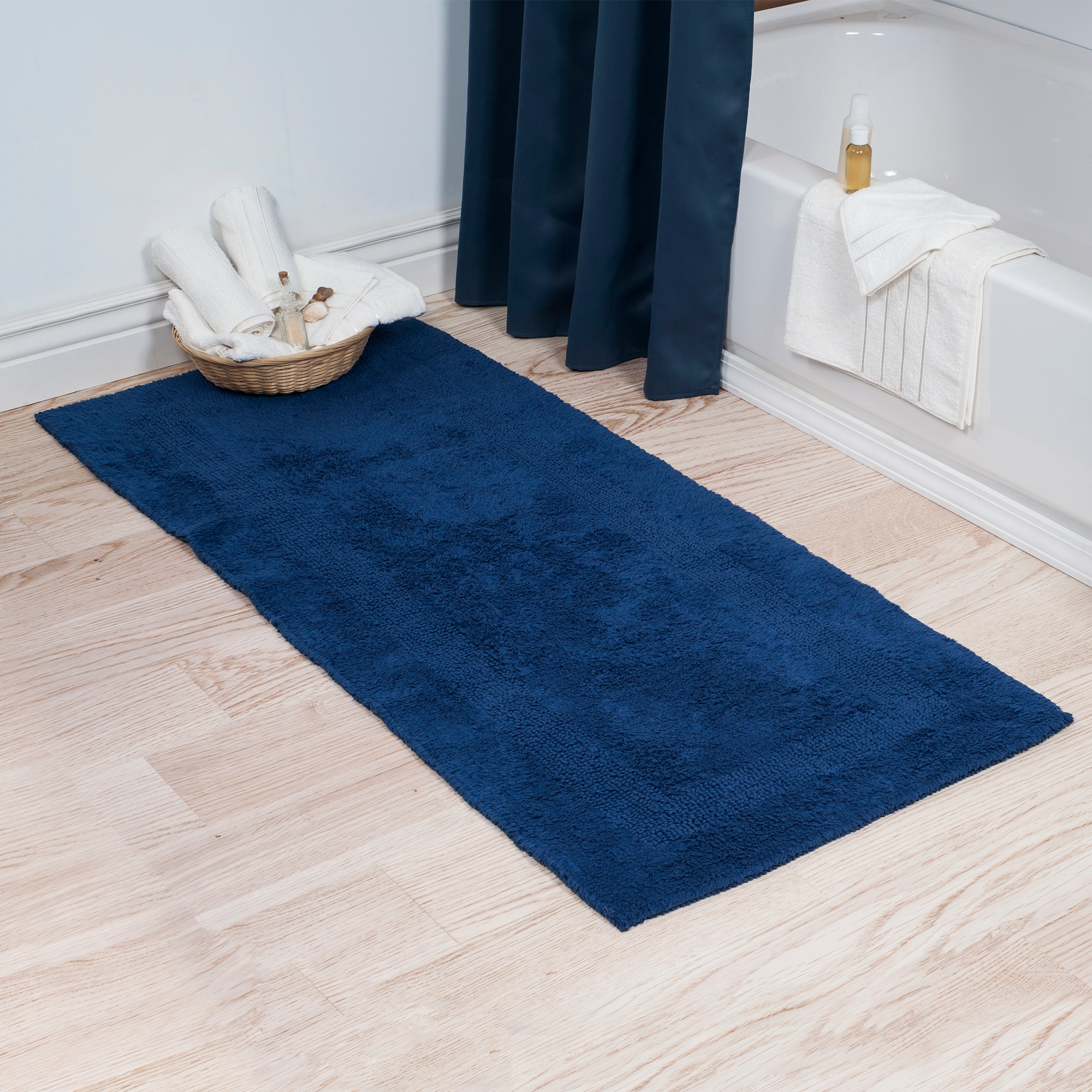 Classic Cotton Bath Mat in Navy Blue by Schoolhouse