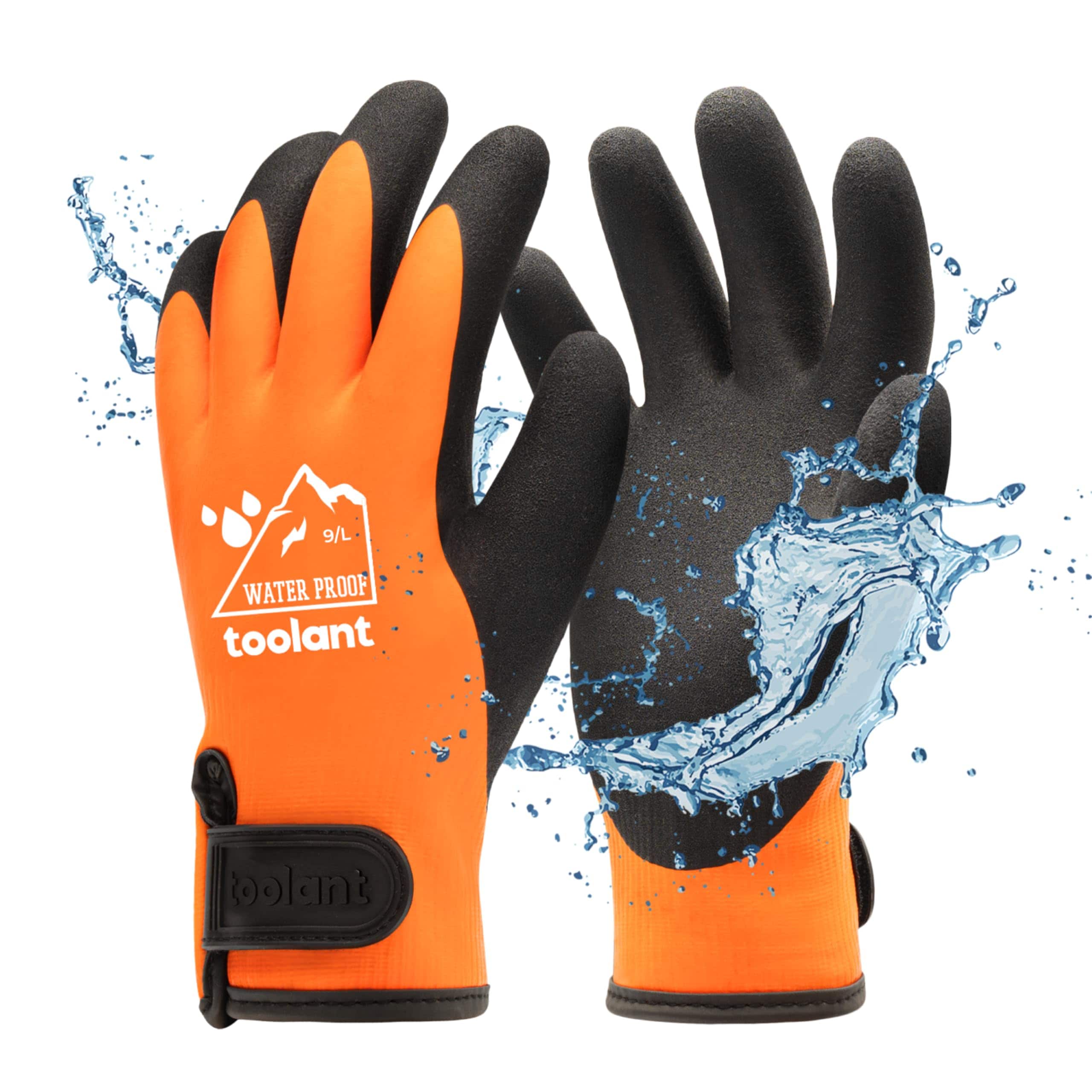 toolant Large Orange Latex dipped Polyester Cold weather Gloves (1-Pairs)