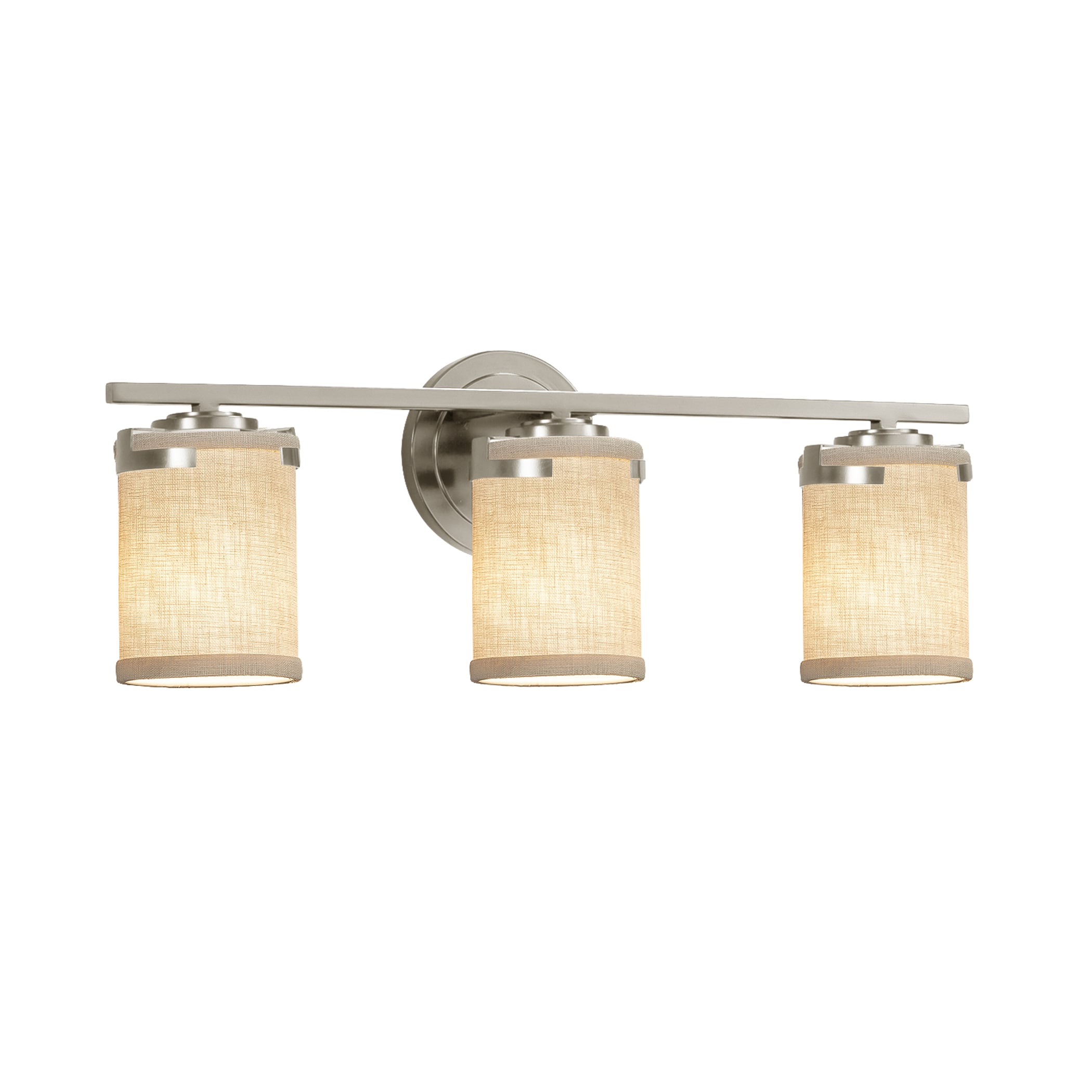 Justice Design Group FAB-8453-10-CREM-NC Textile 22.75-in 3-Light Brushed Nickel Transitional Vanity Light