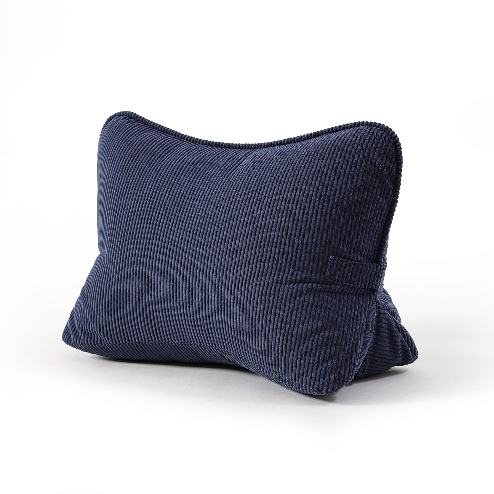 PIGFDK Navy Blue Standard Corduroy Lumbar Support Triangle Pillow Ergonomic Back Rest for Sofa Bed Recliner Reading Relaxing
