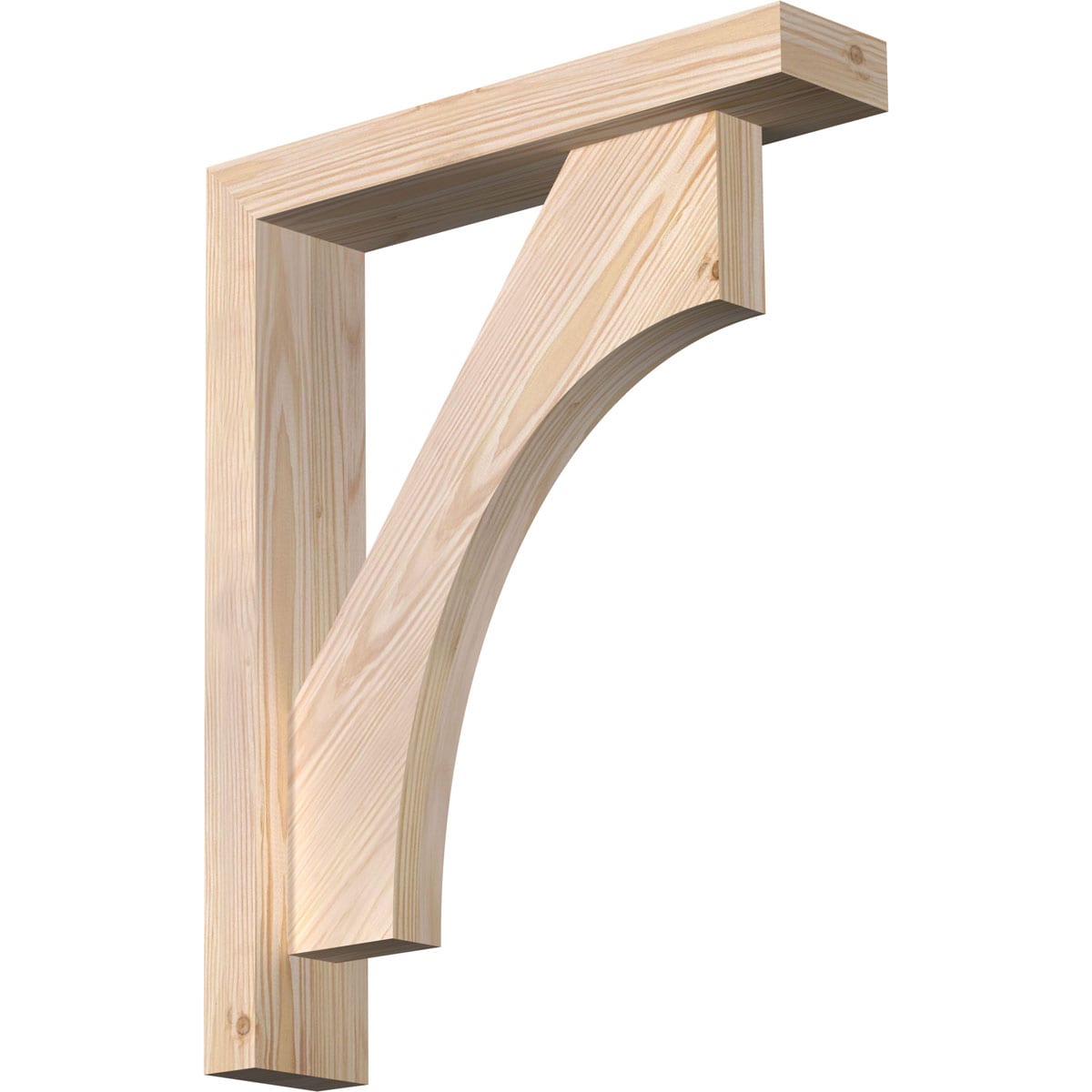 Ekena Millwork 1464609 Westlake Block Smooth Bracket with Offset Brace 3-1/2-in x 16-in x 20-in Douglas fir Brown Wood Standard bracket