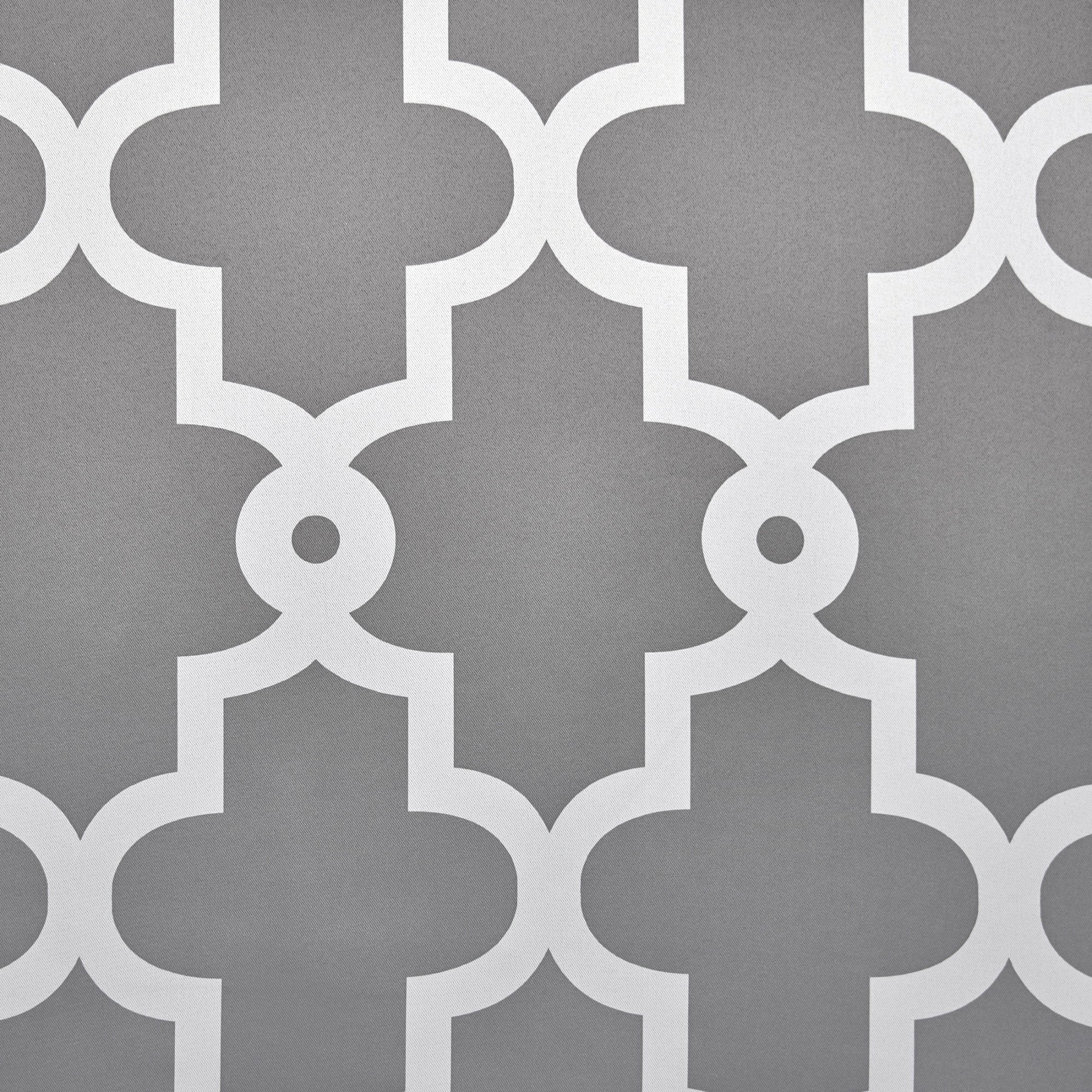 Black Pearl and White Geometric Blackout Grommet Curtain Panels