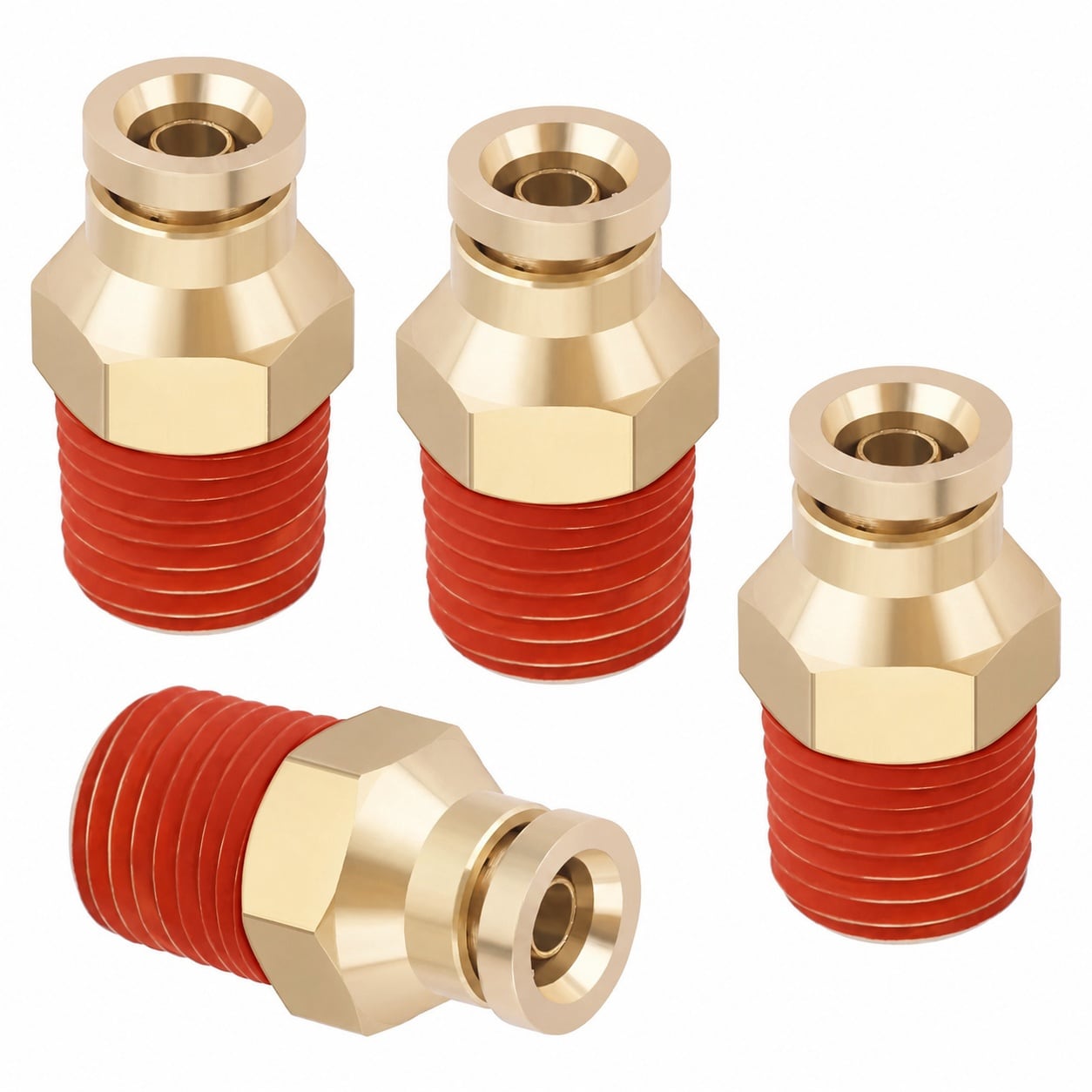 AKSCYZM  Quarter Inch Quick Push to Connect Brass Union Straight Joint DOT Approved for Tube OD to NPT Thread Air Line Adapter Suspension Kit for