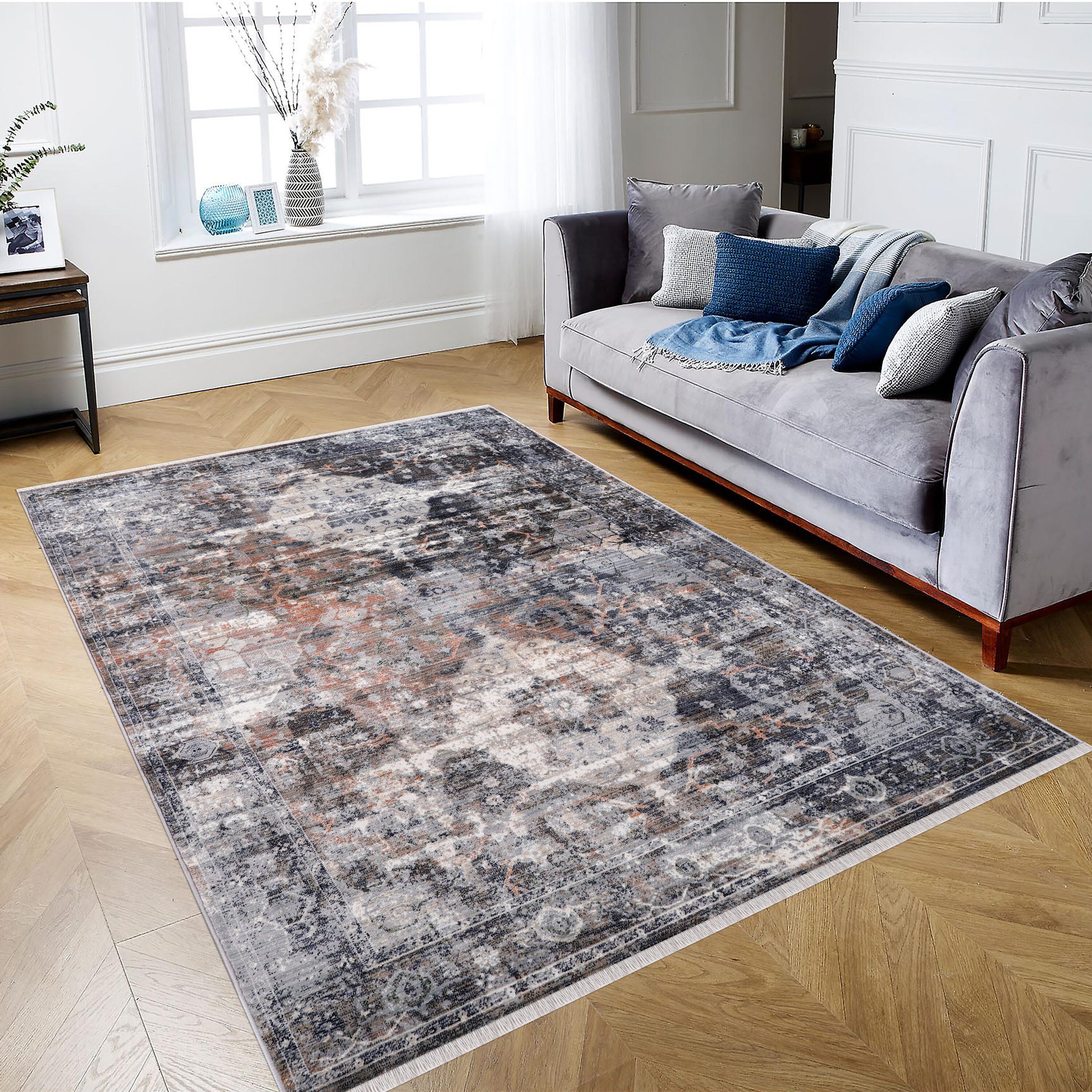 MDA Rugs AA07810 Anna 8 x 10 (ft) Polypropylene Cream and Red Rectangular Indoor Abstract Area rug