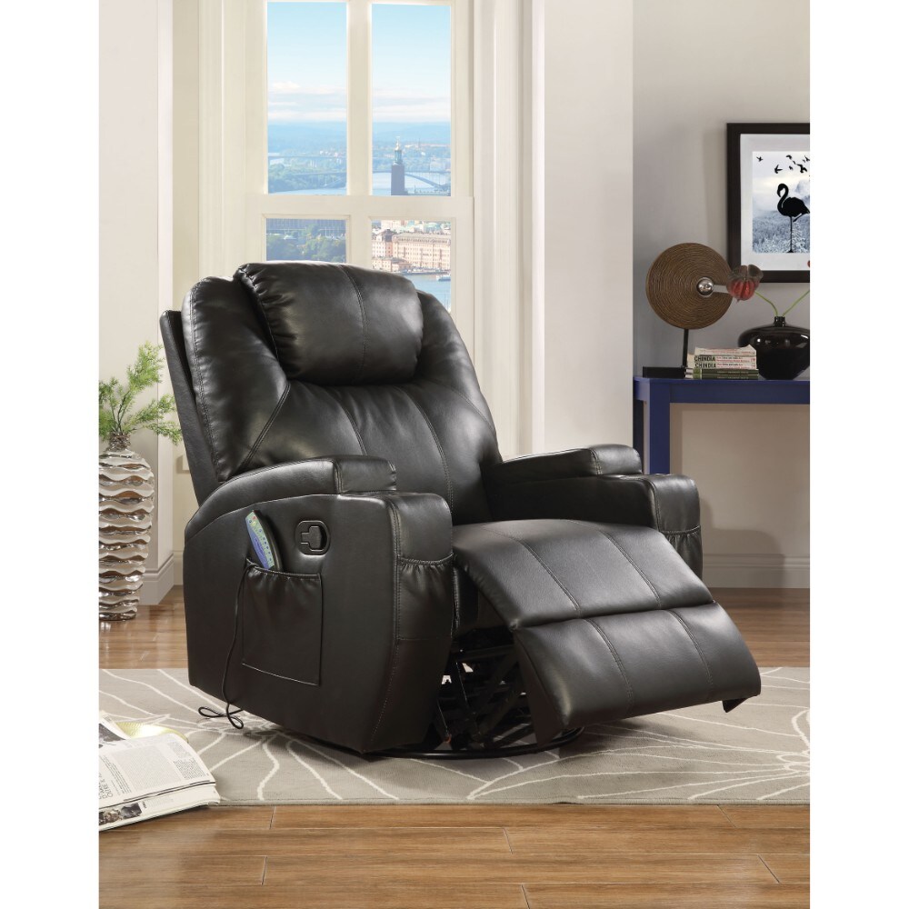 Benzara BM185598 Black Upholstered Tufted Swivel Recliner