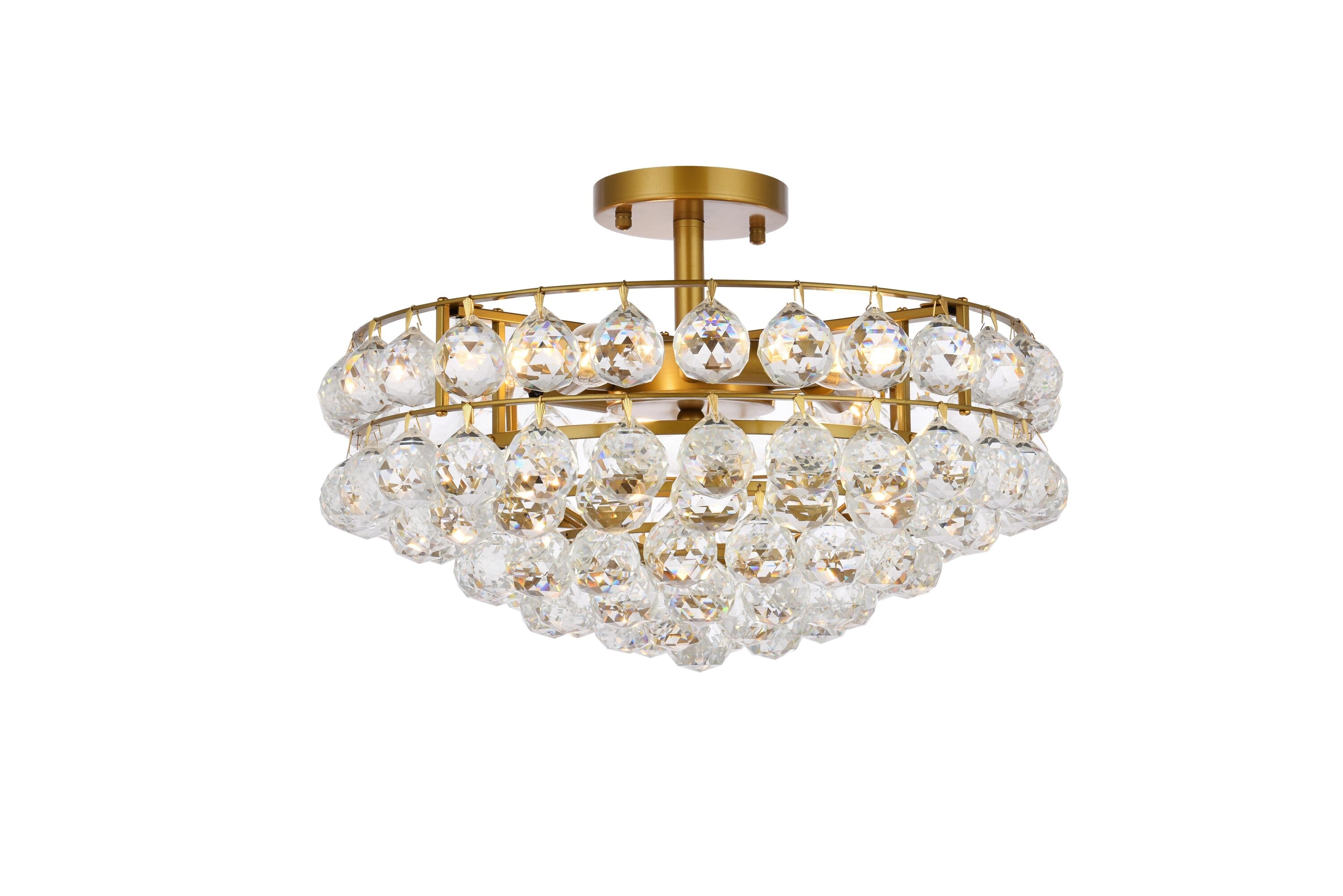 Savannah 18'' Brass and Crystal 5-Light Flush Mount