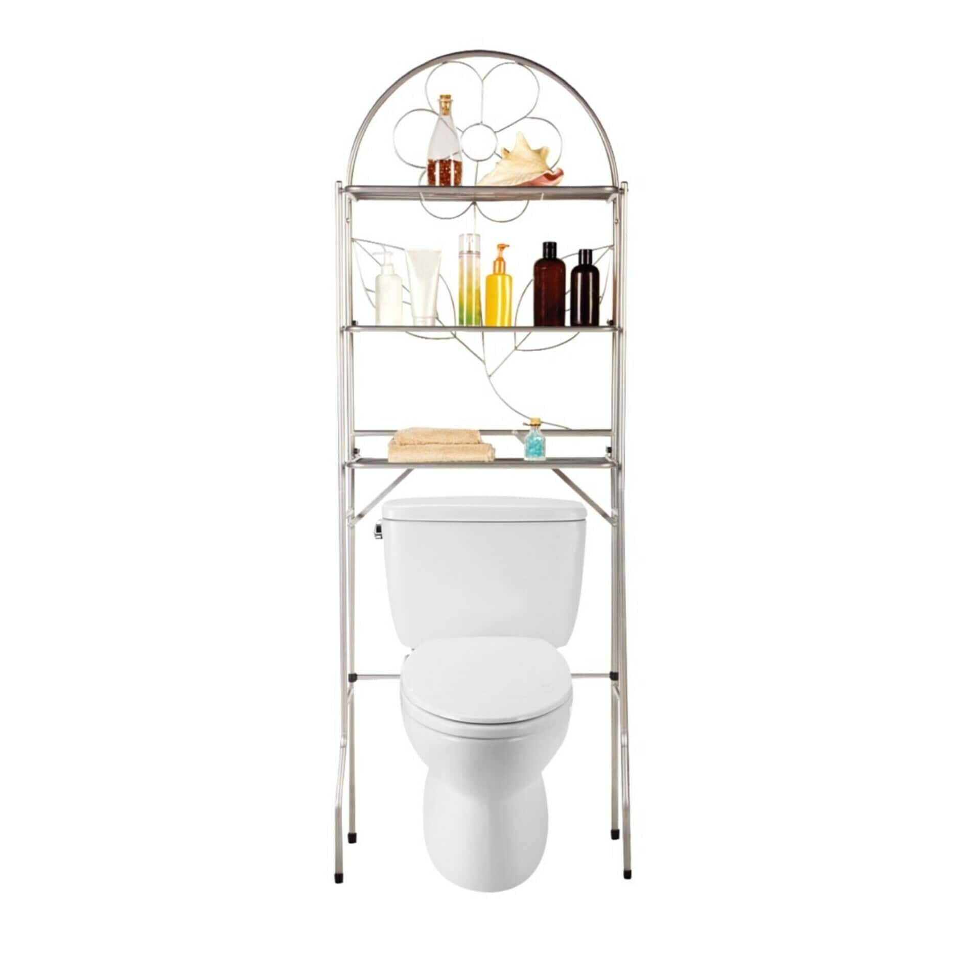 HOME BI Over The Toilet Storage,3-Tier Bathroom Storage Rack, Space  Saver,Freestanding Above Toilet Rack with Hooks and Toilet Paper Rack  (White)