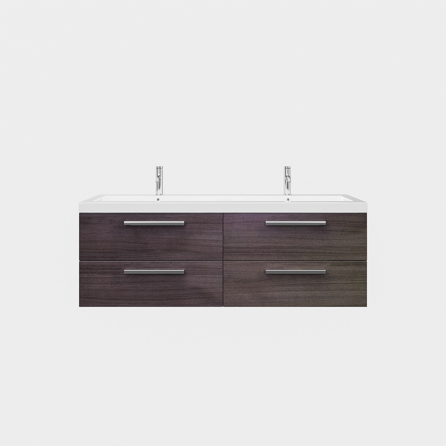 Eviva Surf 57 Black-Wood Modern Bathroom Vanity Set with Integrated White Acrylic Double Sink