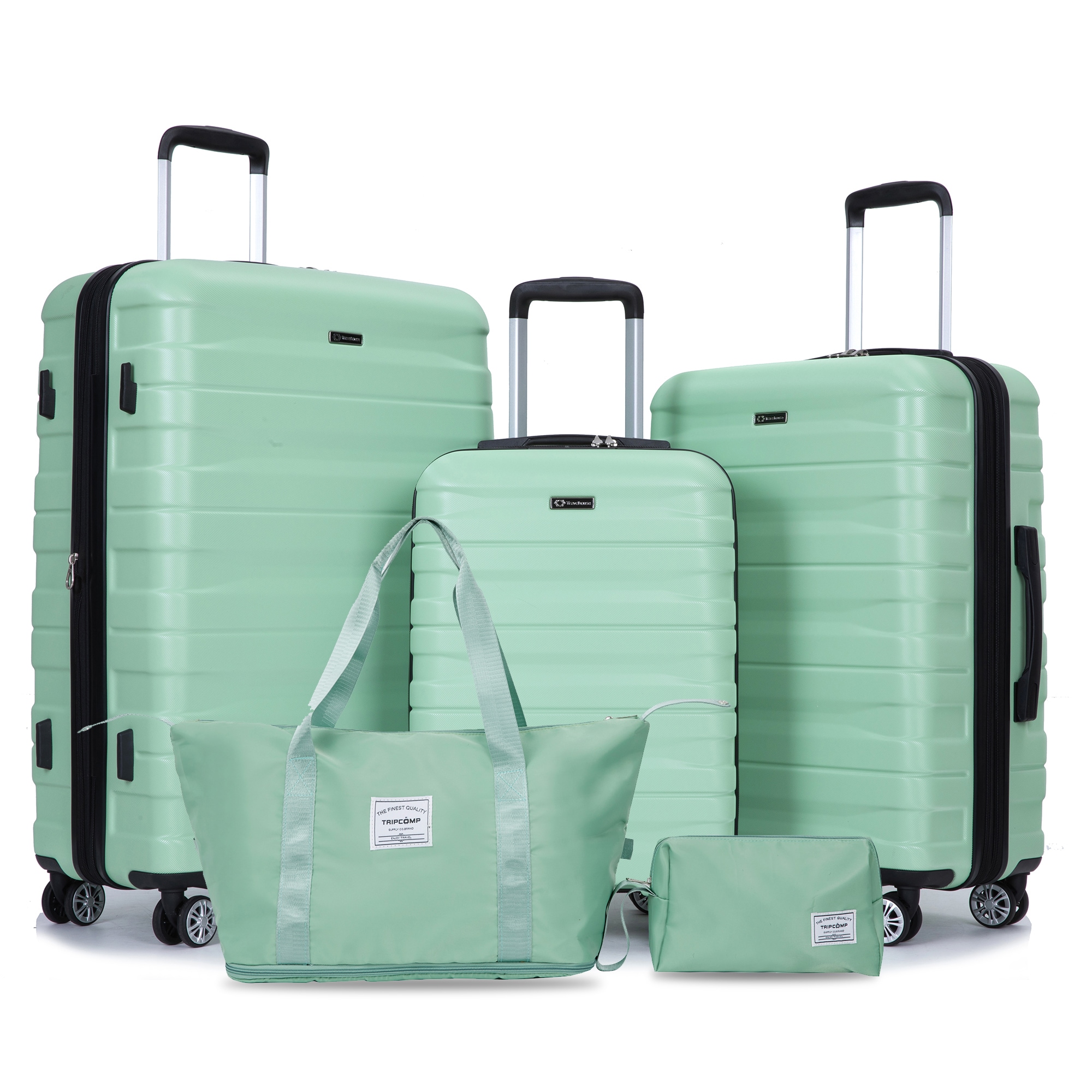SINOFURN SYD9400014LG 20.3x11.4x30.3 Light Green Plastic Hardshell Suitcase set 5 -Bag