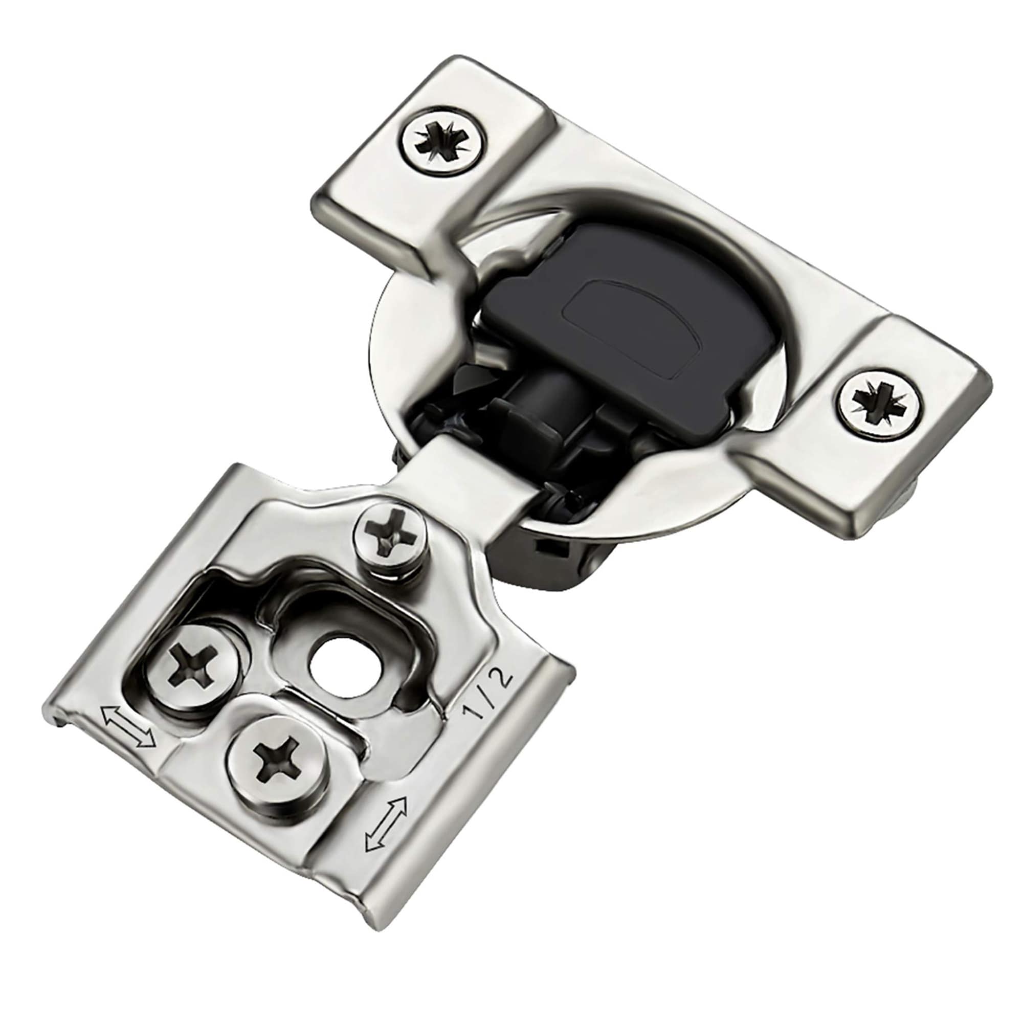 Etokfoks  60 Pack Half Inch Overlay Soft Close Hidden Concealed Cabinet Hinges Satin Nickel Self Closing With Dowels And Screws