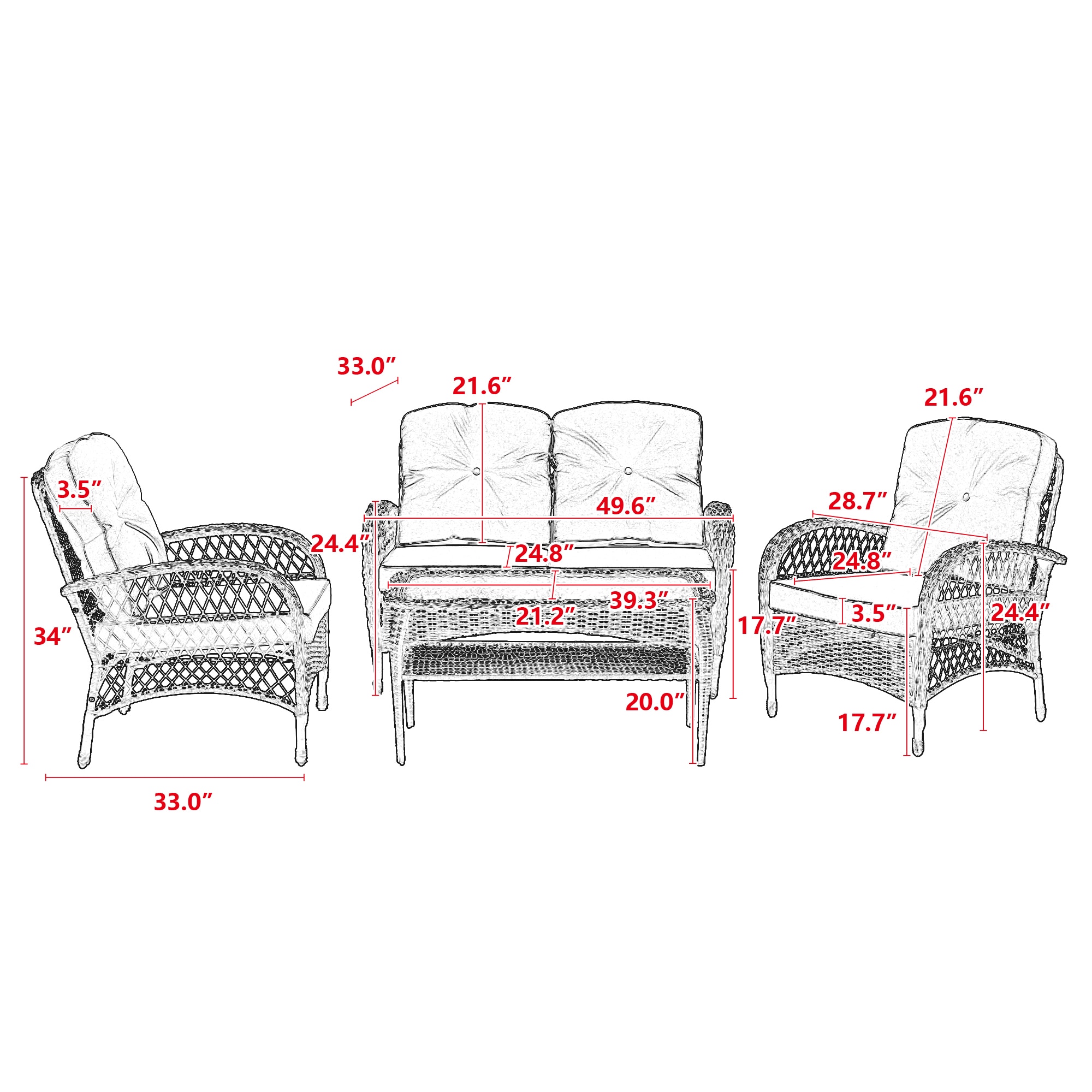 Maocao Hoom MZHS00017 Patio-Conversation-Sets - View #9