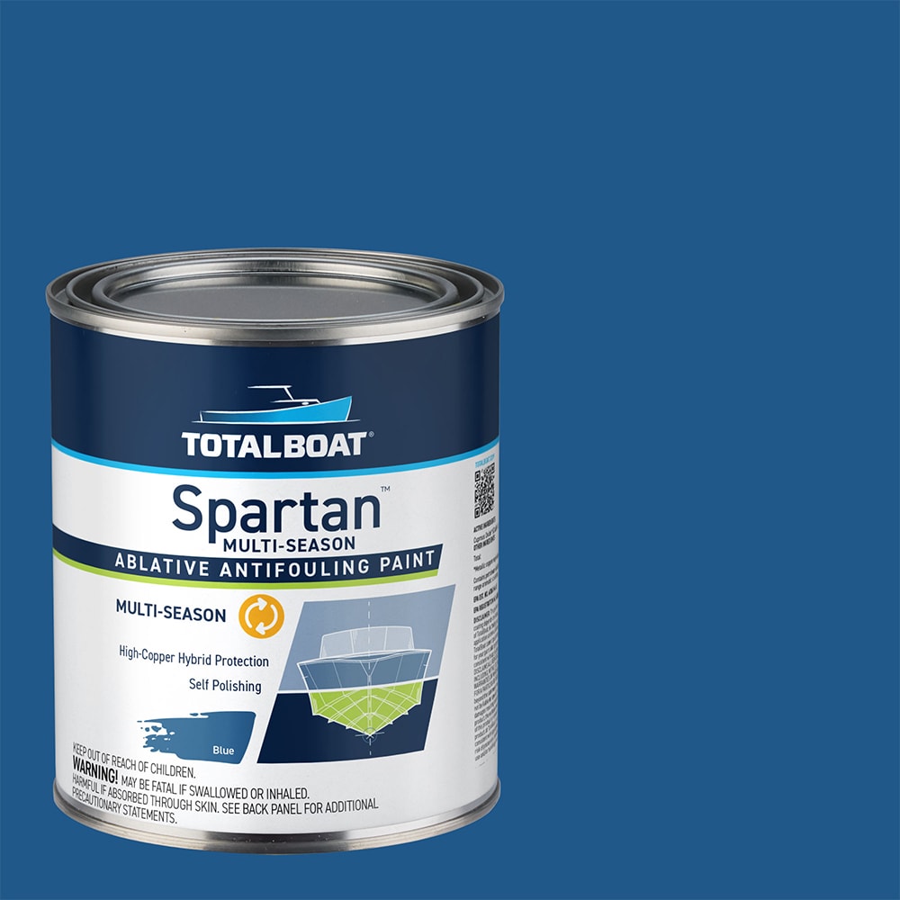 TotalBoat 488395 Spartan Boat Bottom Antifouling Paint Flat Blue Oil-based Marine paint ( 1-quart )