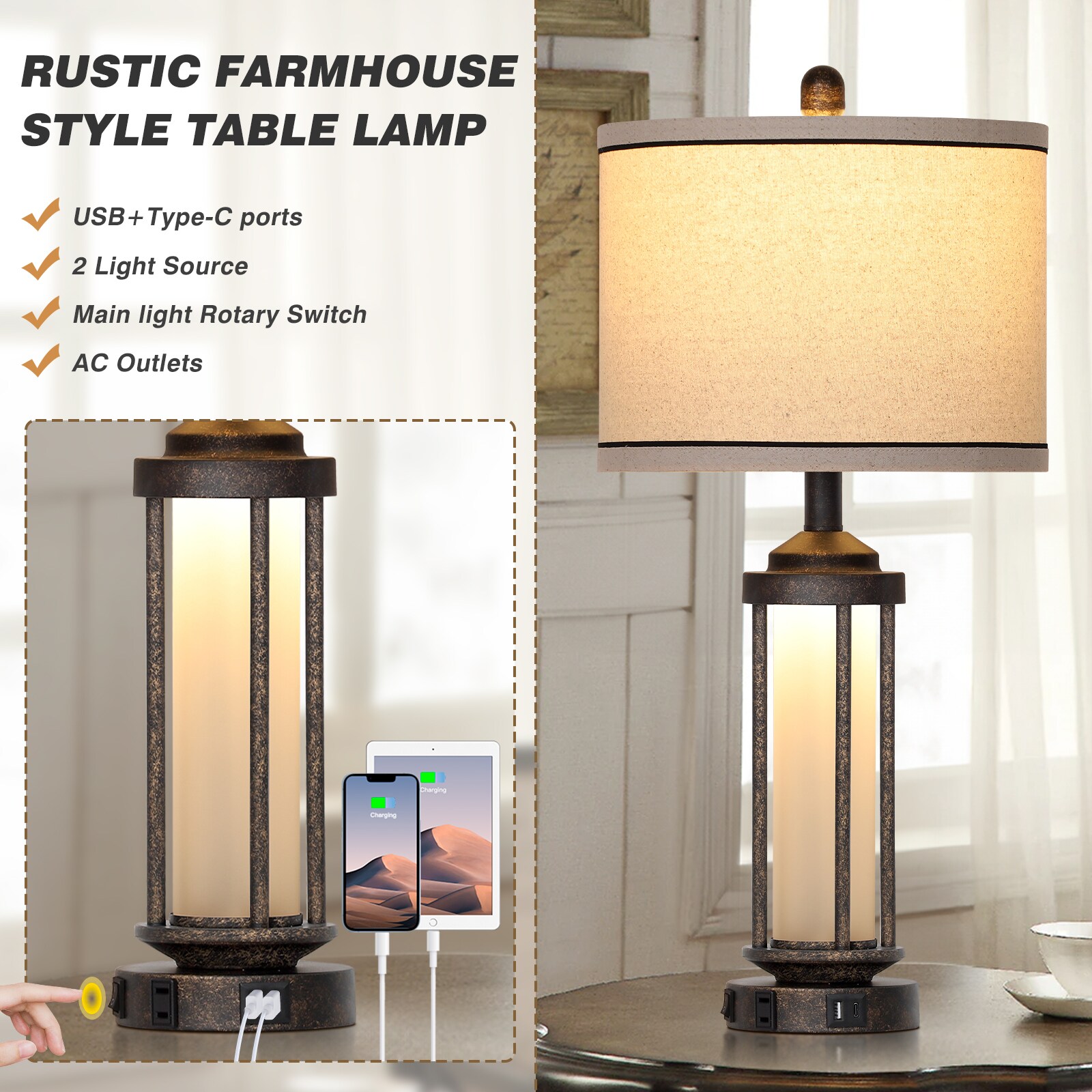 UrFurnishings TD-379 Table-Lamps - View #2