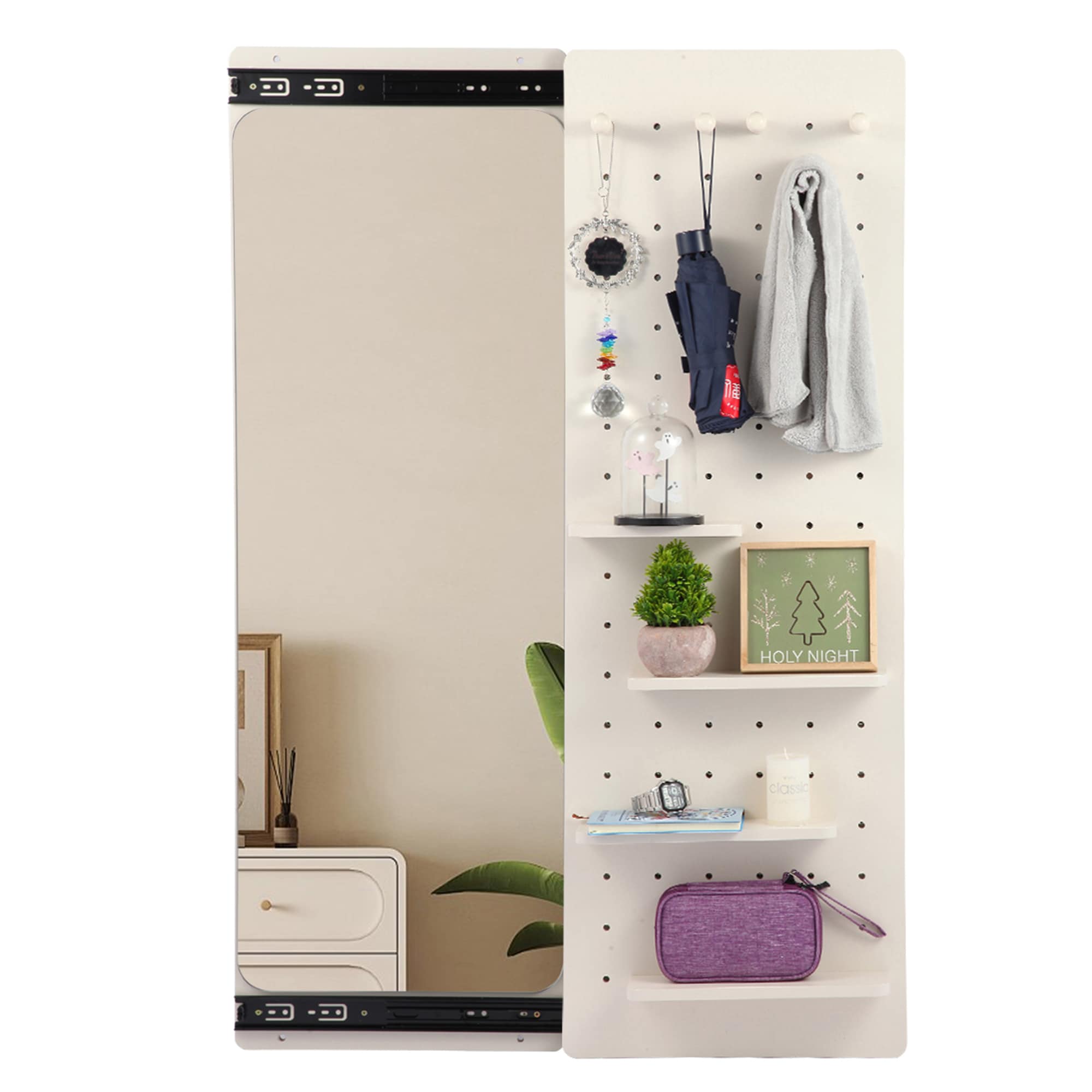SINOFURN - 30.5-in W x 41.7-in H Rectangle White Framed Wall Mirror