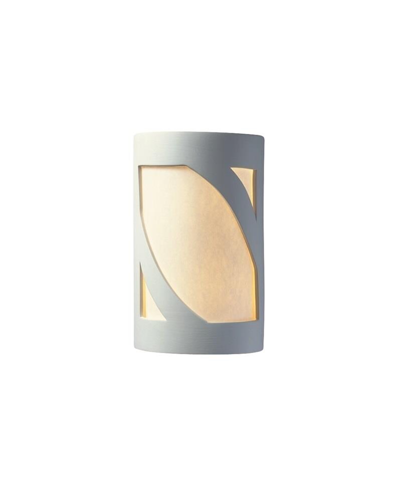 Justice Design Group CER-7345W-BIS Ambiance 1 -Light 9.5-in H White Hardwired Outdoor Wall Light