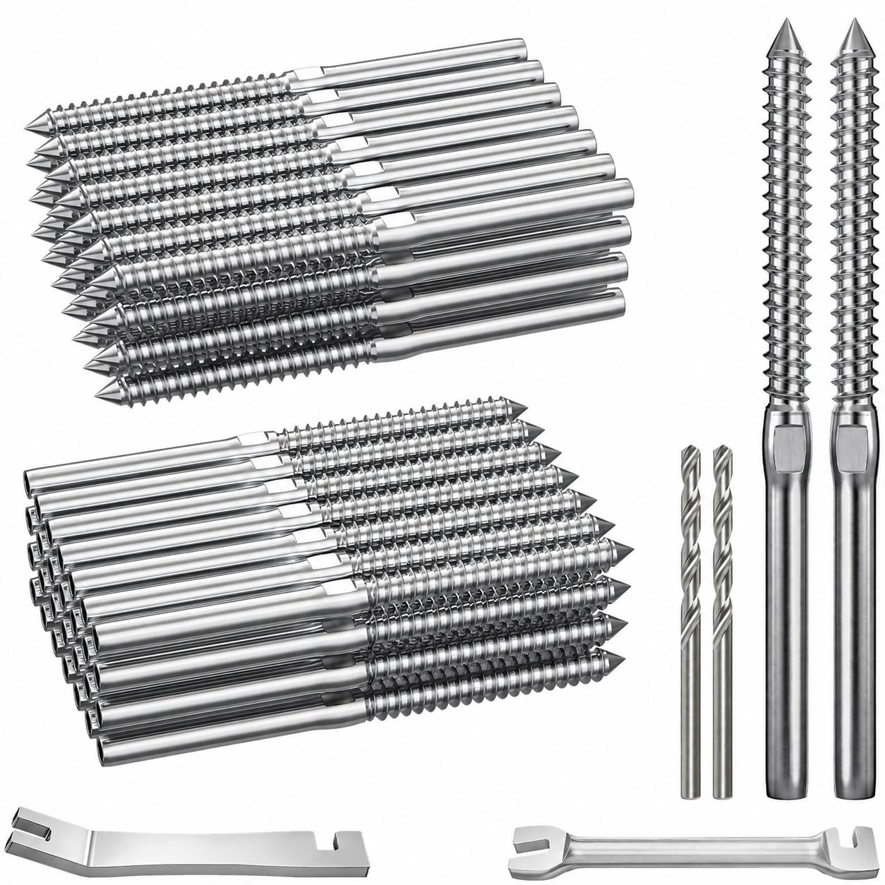Yichuhaoxi  60 Pack T316 Stainless Steel Left Right Handed Thread Swage Lag Screws for Wood Post of 1 8 Deck Railing Kit Cable Railing Stair Deck