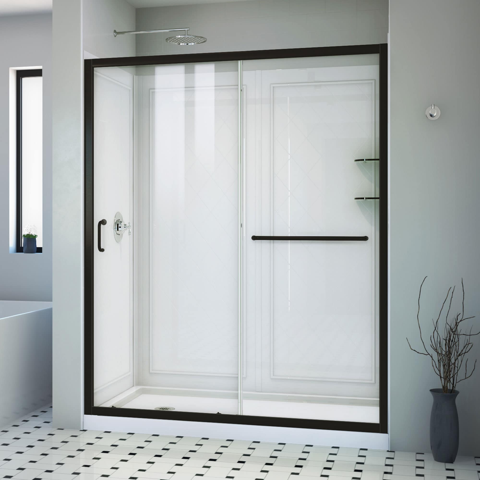 DreamLine SlimLine 36 W x 76.75 H Framed Square Shower Stall and