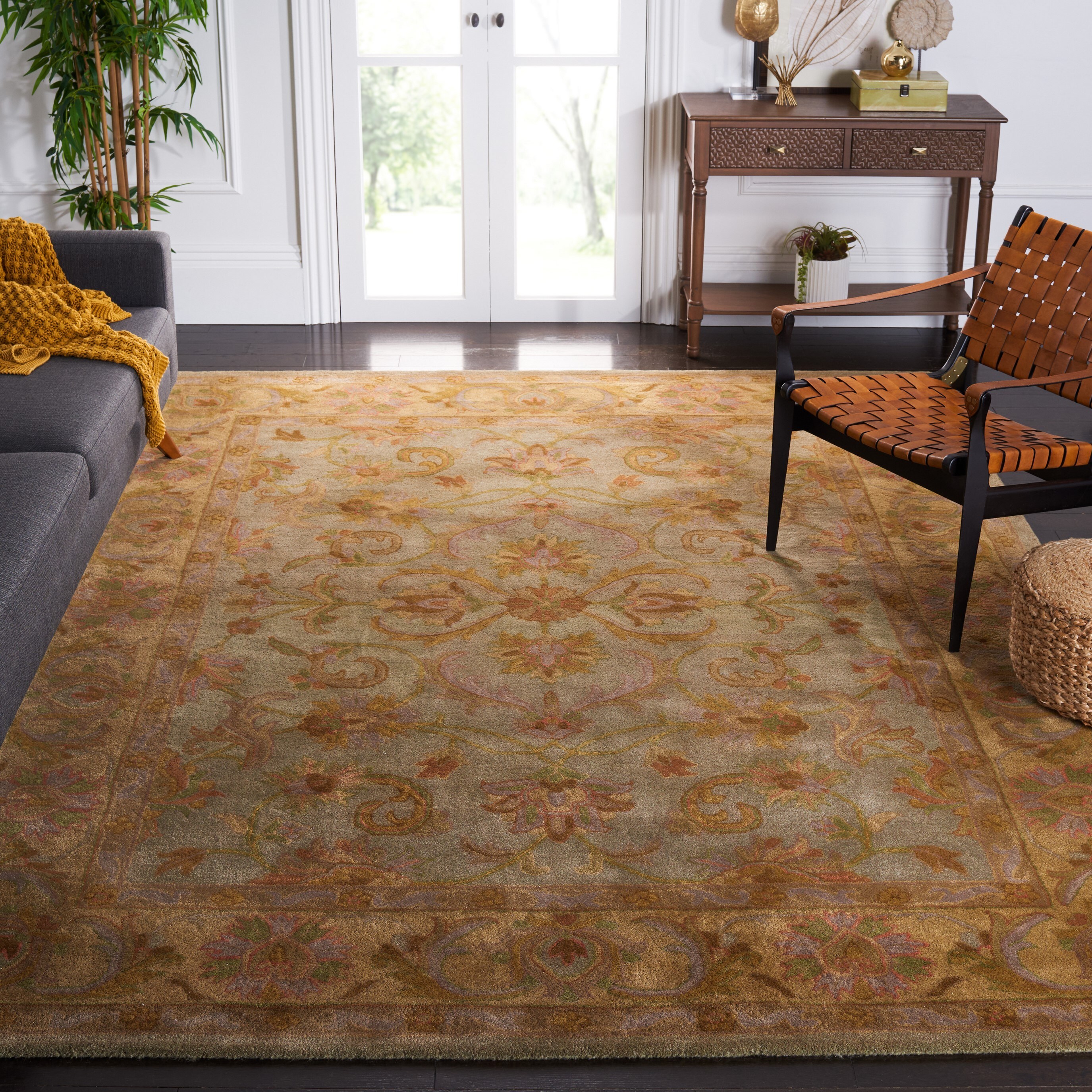 Safavieh Heritage Laurette 11 X 15 (ft) Wool Green/Gold Indoor Floral ...