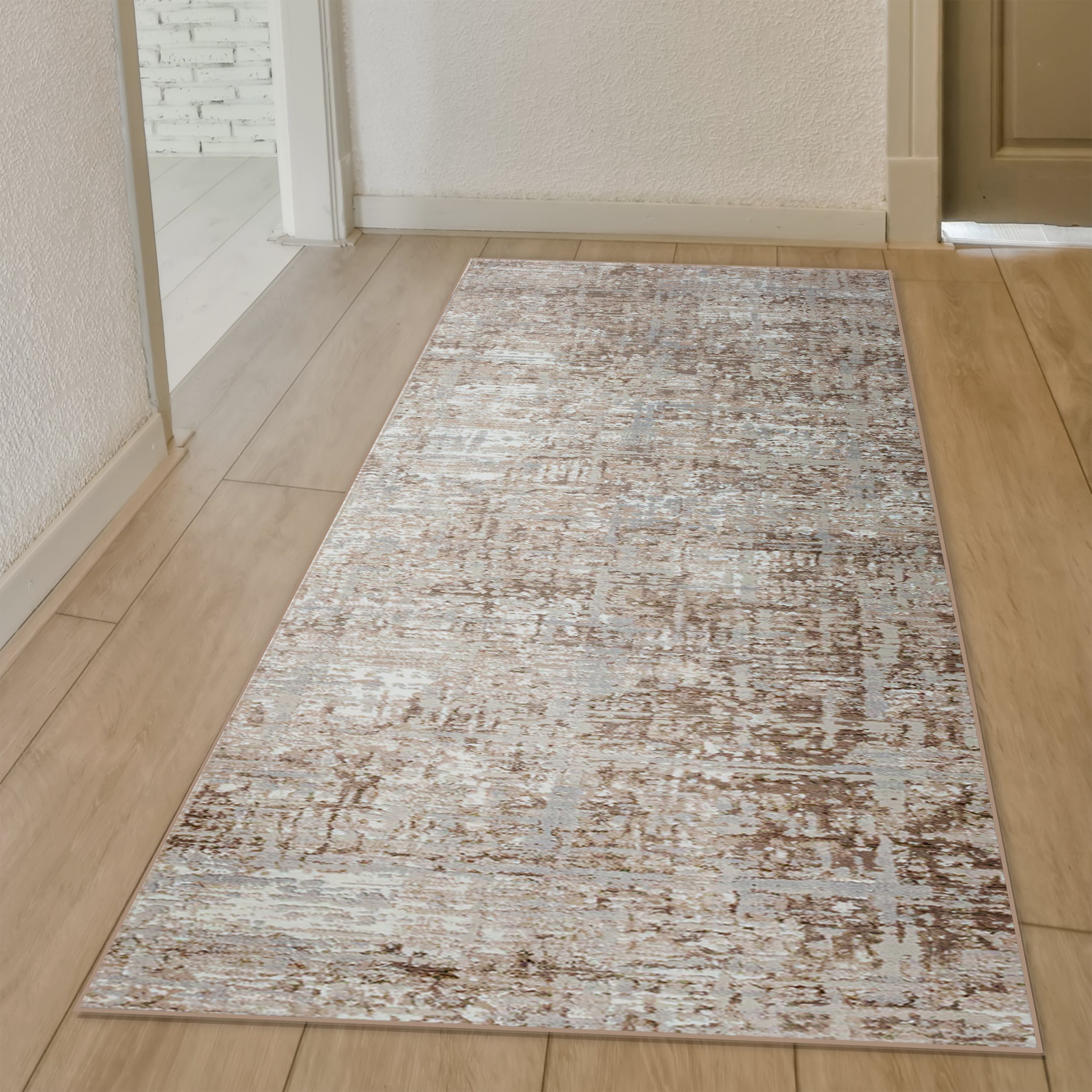 Radici USA 1241/1004/BEIGE Livigno 2 x 8 (ft) Loomed Polypropylene Beige Rectangular Indoor Abstract Mid-Century Modern Runner rug