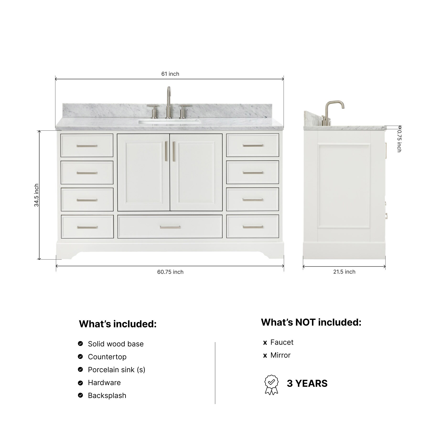 ARIEL M061SCWRVOWHT Bath-Vanity-Combo - View #4