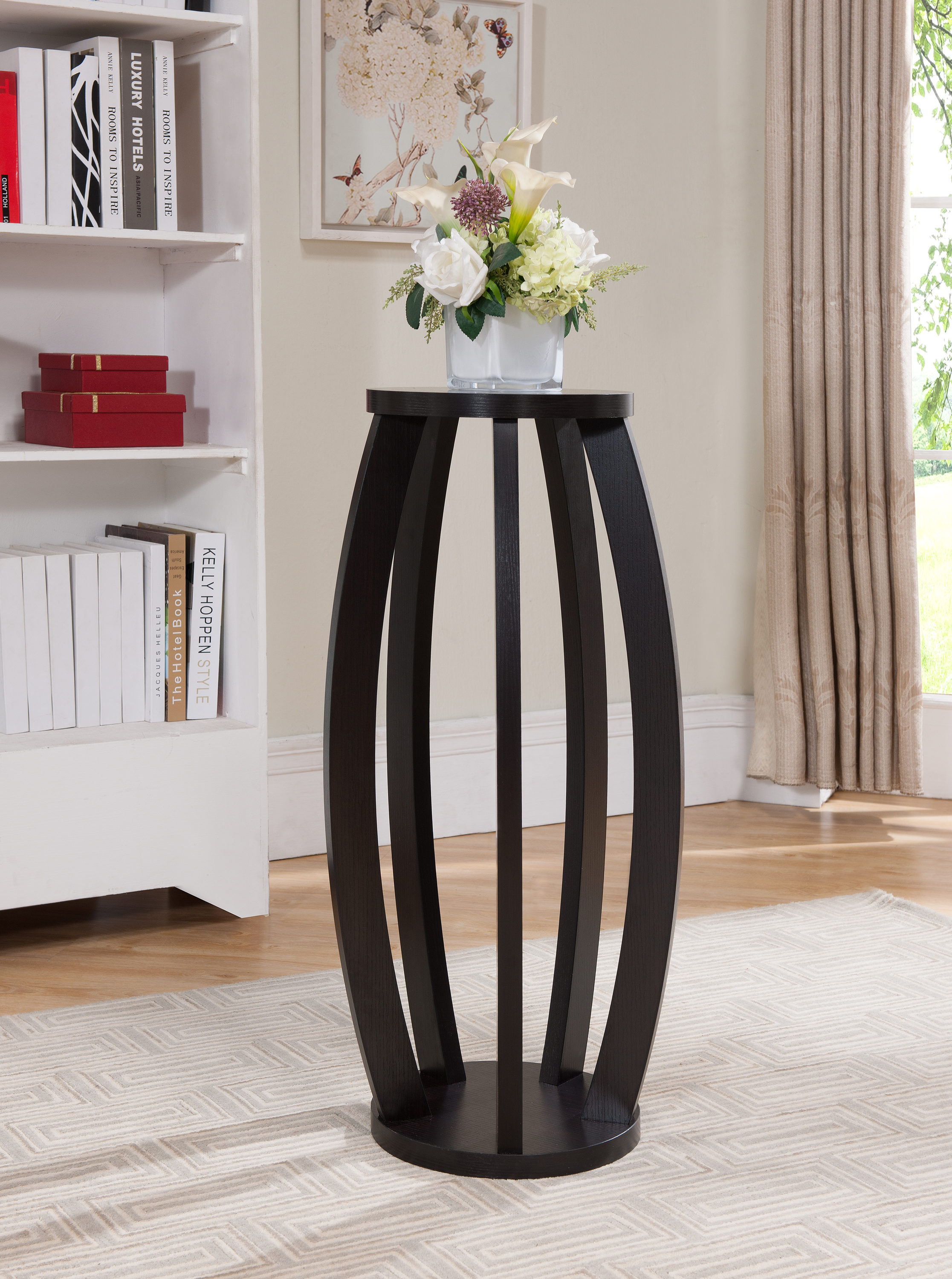 Furniture of America IDI-141002 Liesle 16-Inches W x 32-Inches H Cappuccino Composite Round Casual End Table with Storage Assembly Required