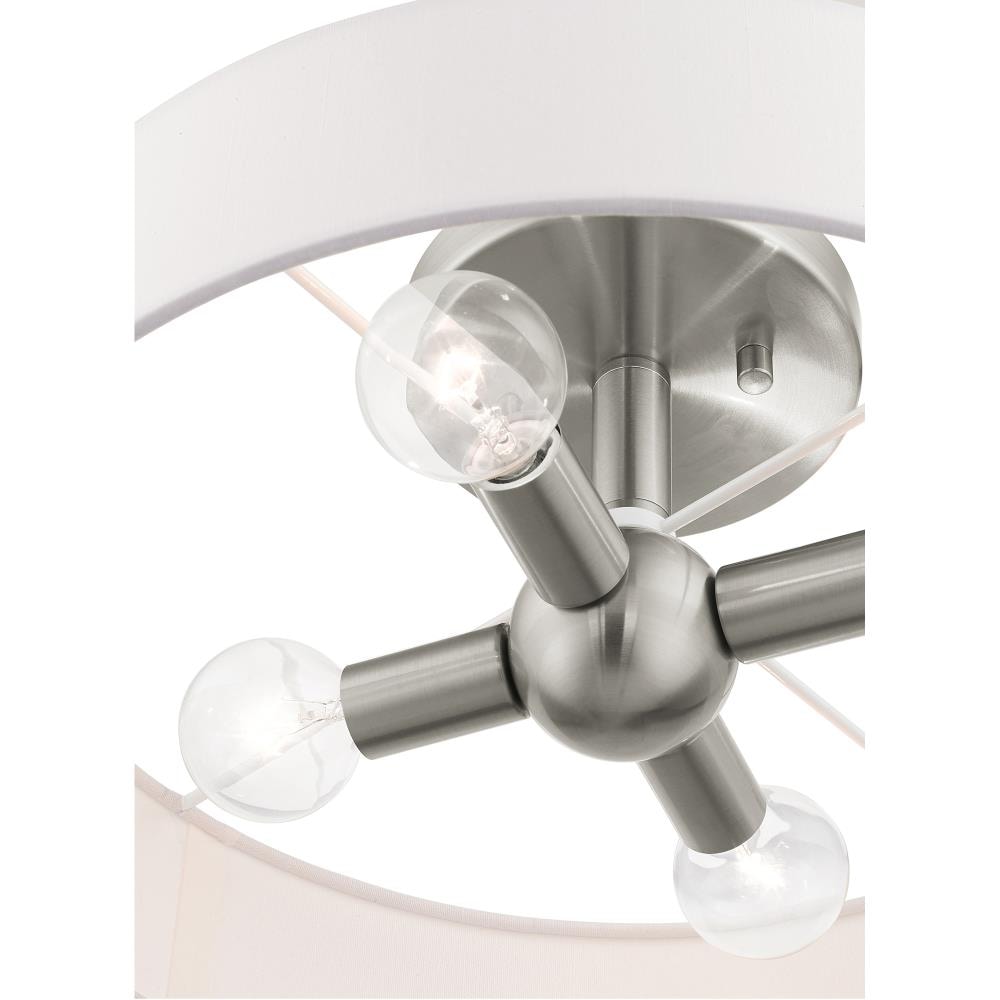 Venlo Brushed Nickel 4-Light Drum Semi-Flush Mount with Off-White Shade