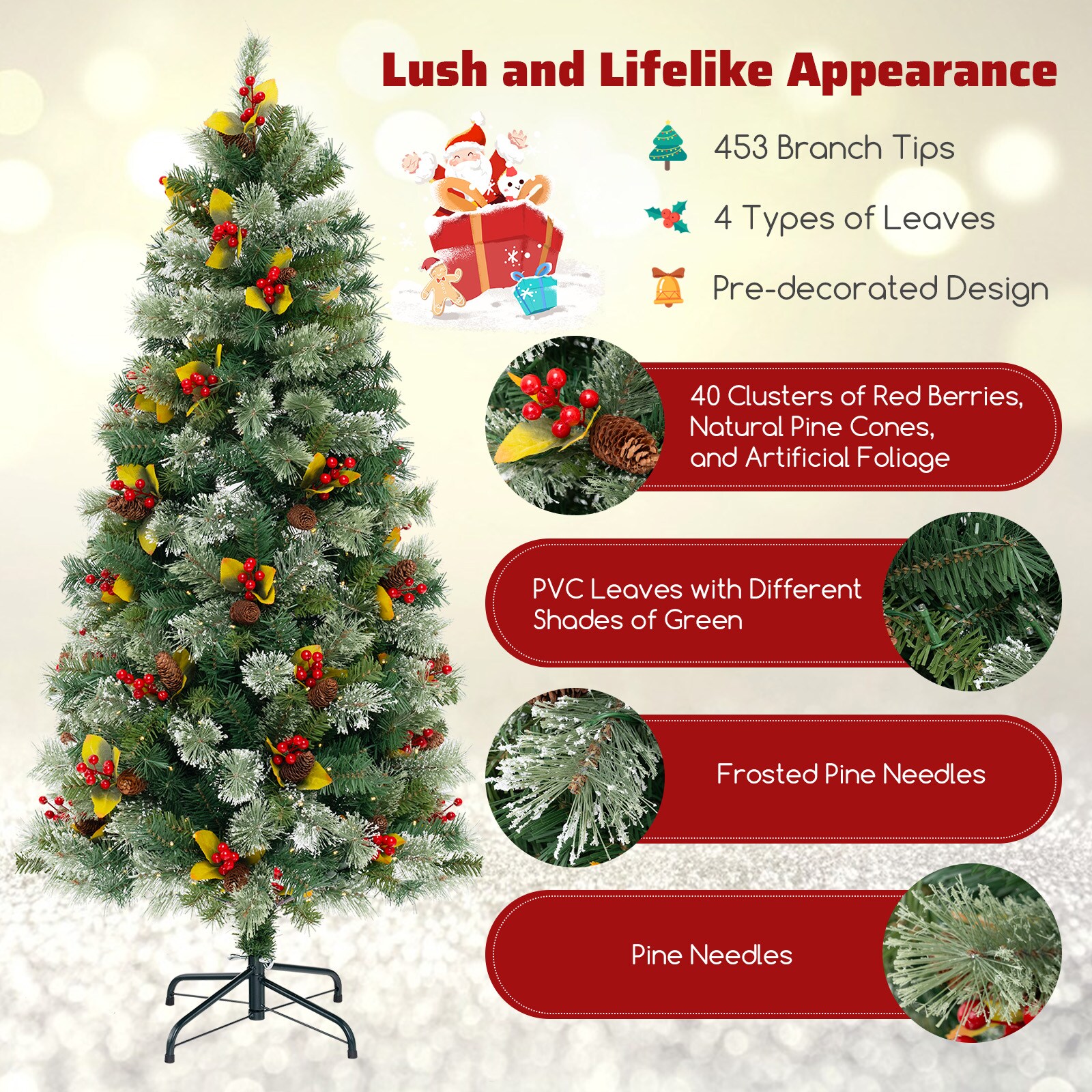 WELLFOR TX-HGY-10009US Artificial-Christmas-Trees - View #4