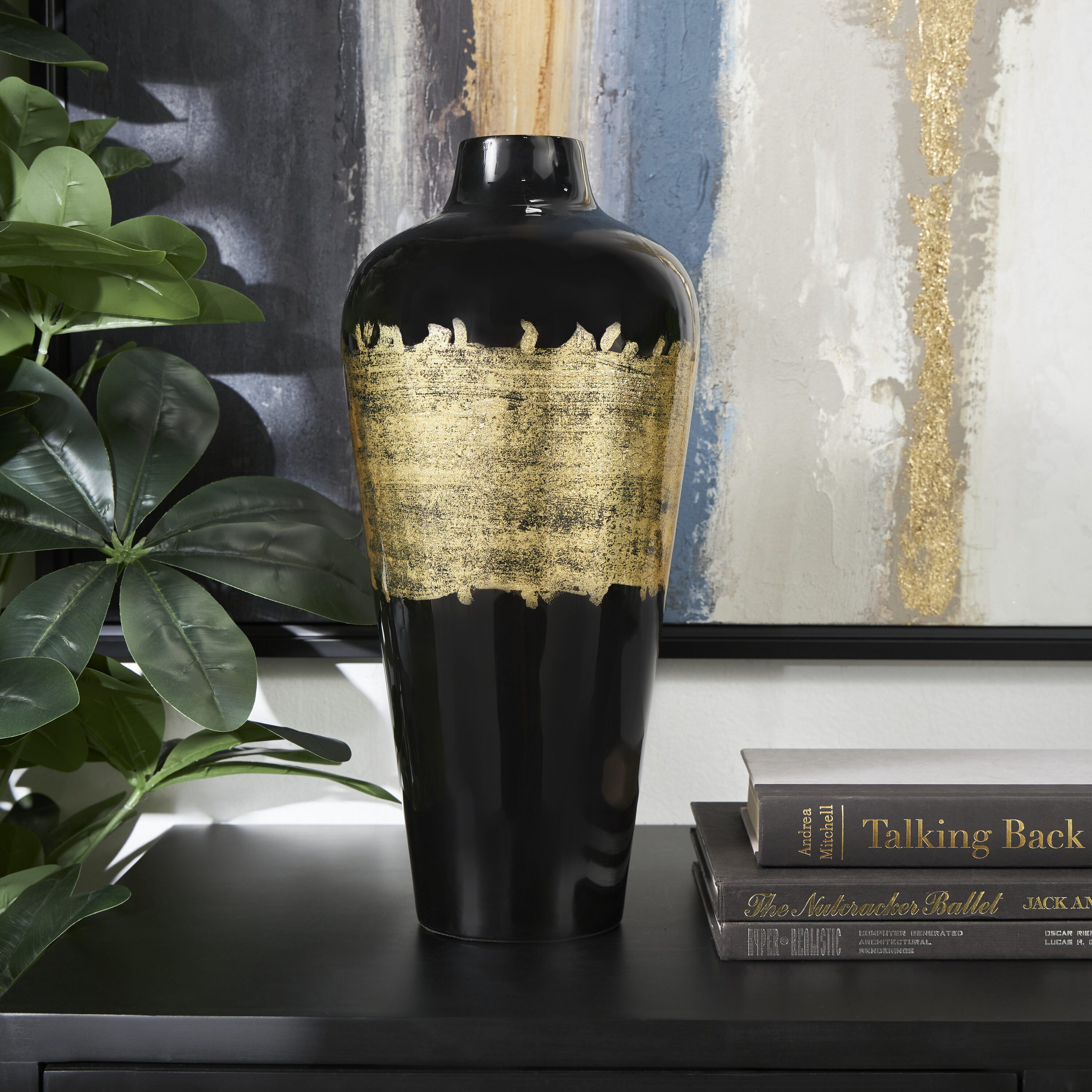 Grayson Lane 822240 Black Iron Modern Vase