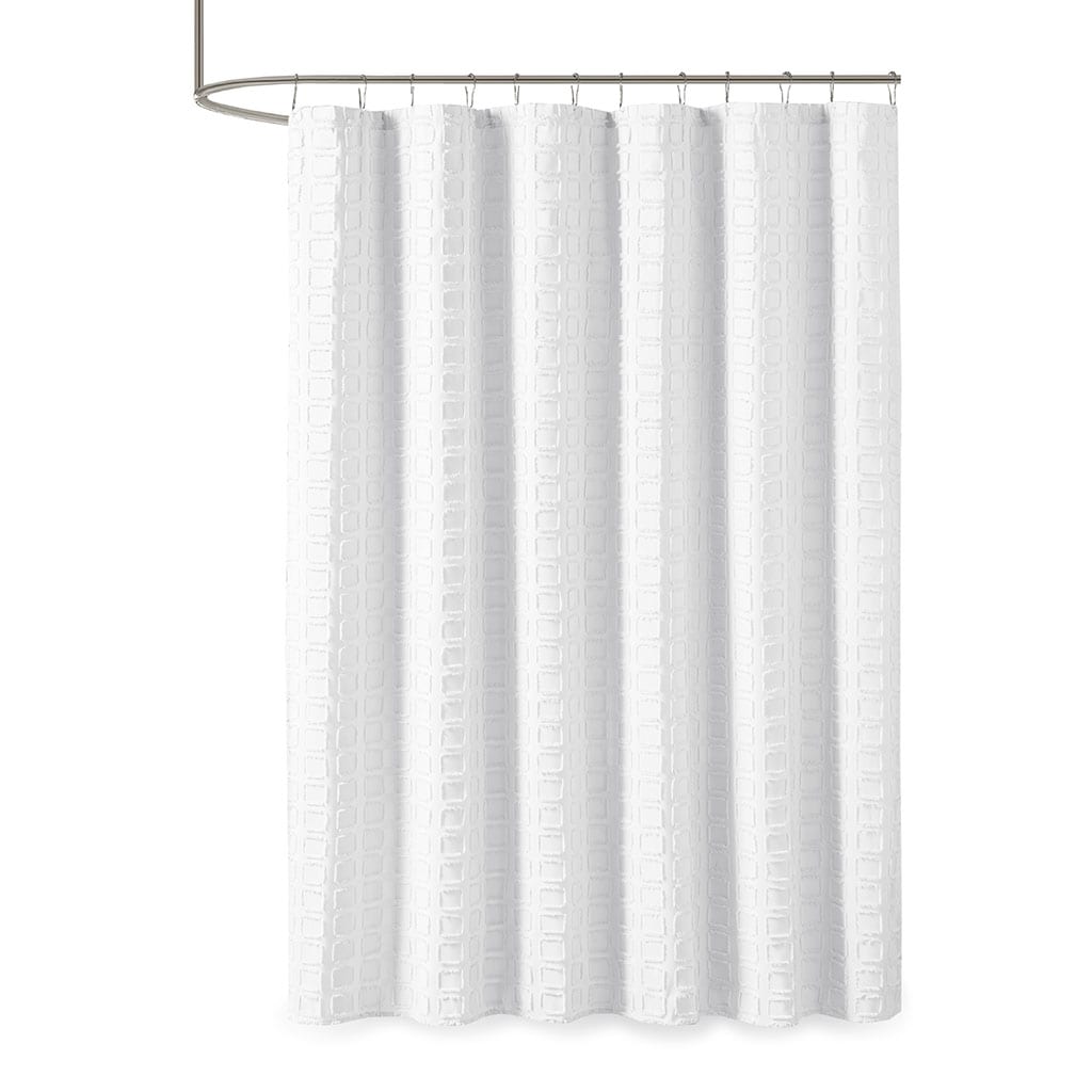 Gracie Mills GRACE-7076-07PM Erwin Modern Woven Square Clipped Solid Shower Curtain