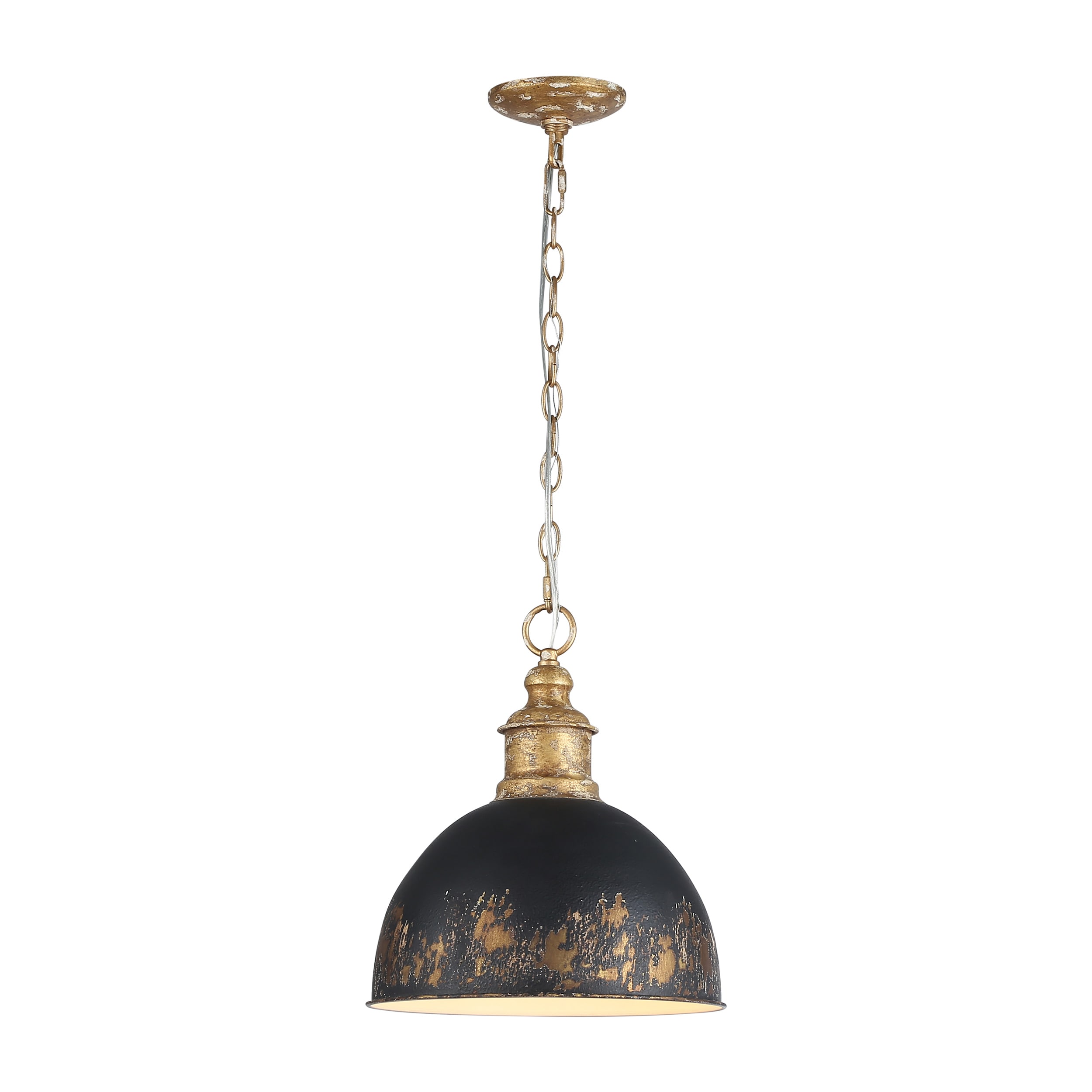 Golden Lighting 0809-M VG-WBI Alison 1 -Light Vintage Gold Rustic Dome Medium Hanging Pendant light