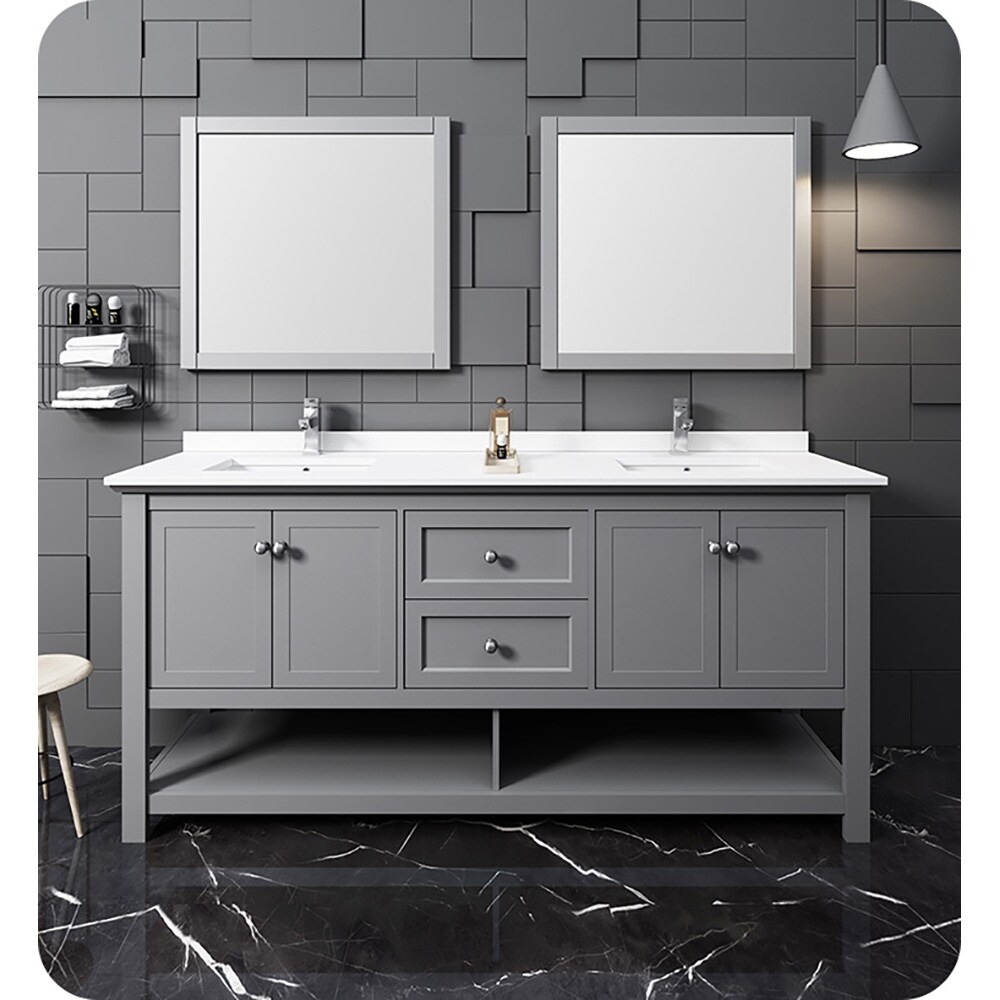 Fresca Manchester 72-in Gray Bathroom Vanity Base Cabinet without Top ...
