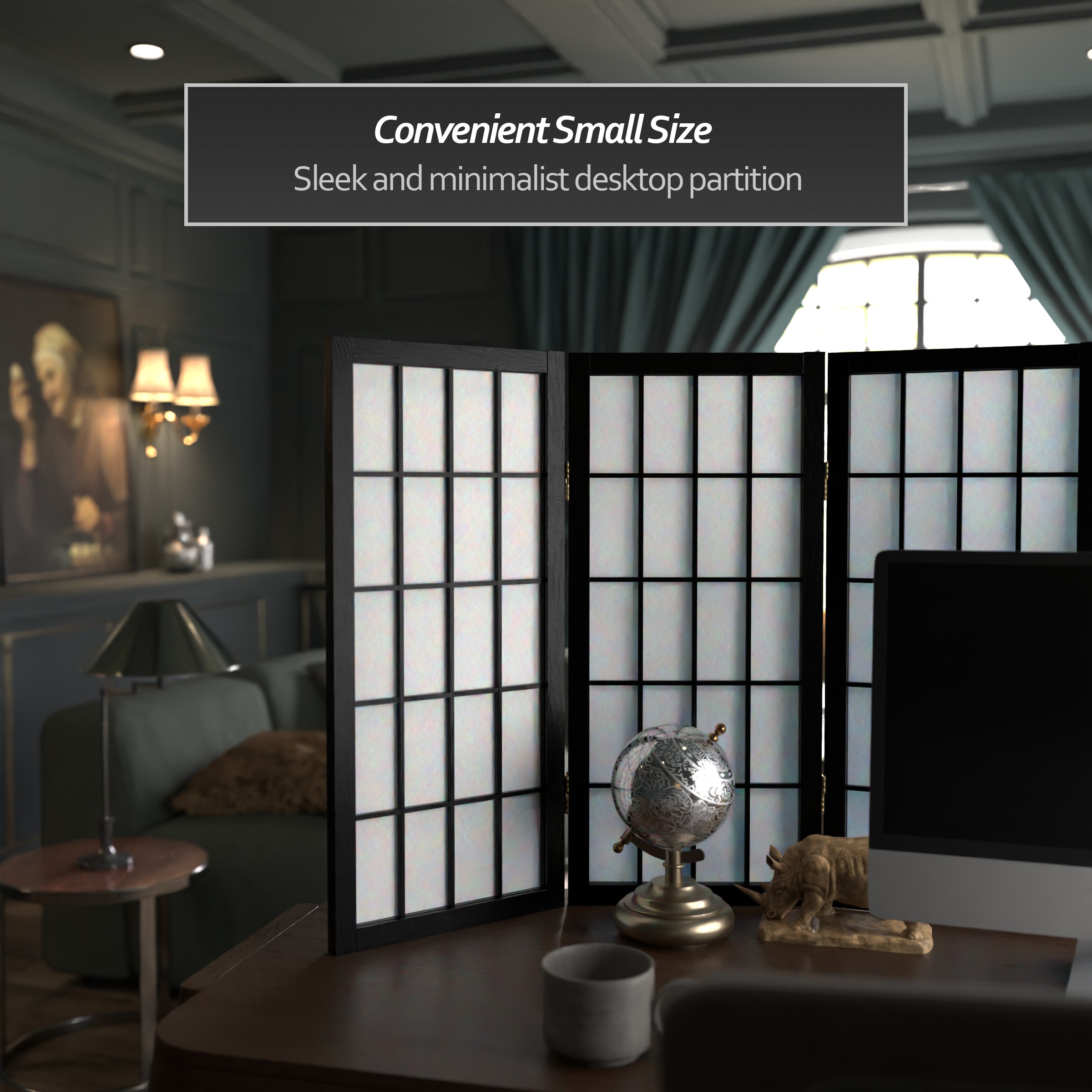 Oriental Furniture WP24-BLK-3P Indoor-Privacy-Screens - View #3