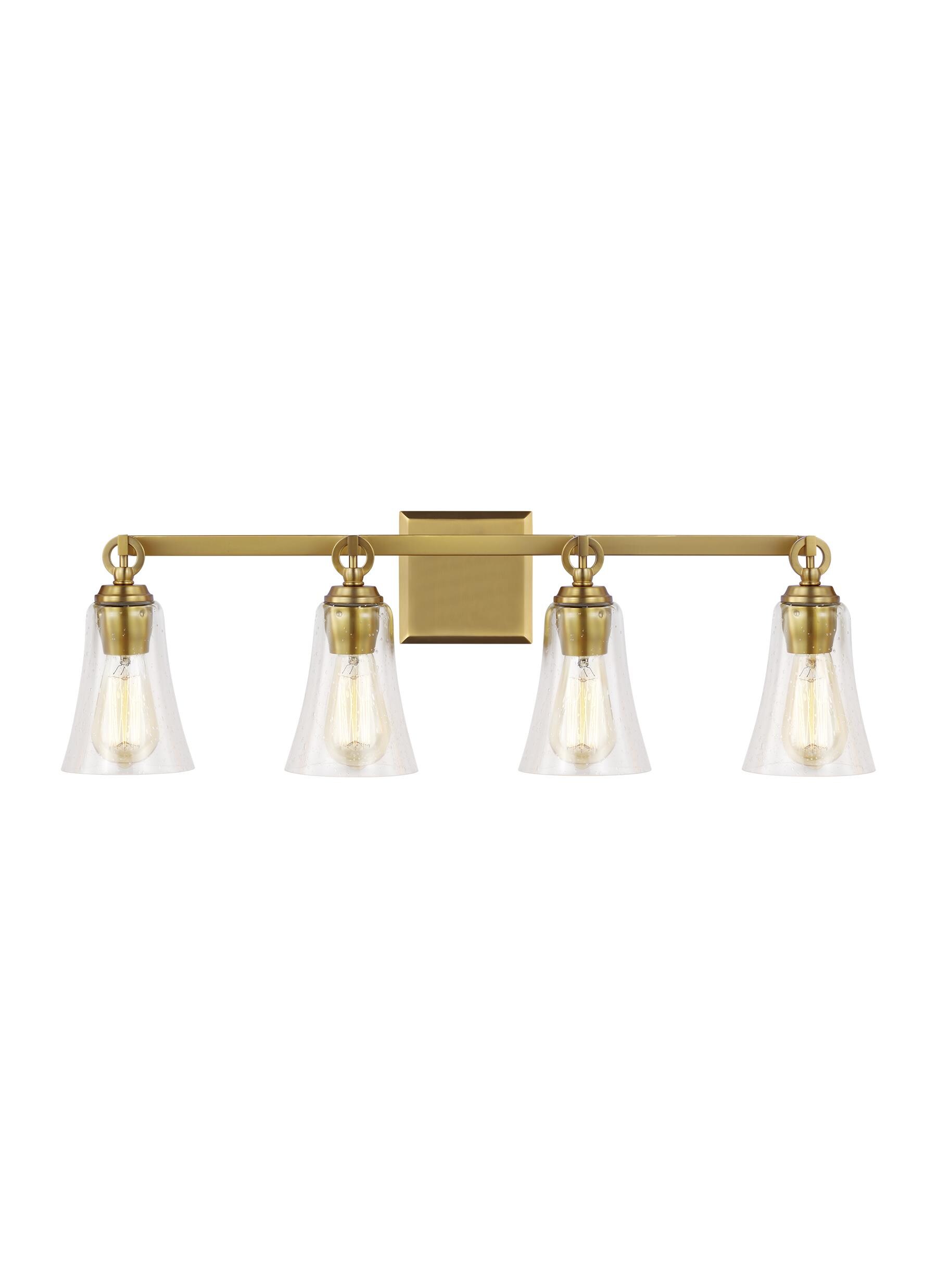 Generation Lighting VS24704BBS Monterro 30.25-in 4 -Light Antique Brass Transitional Vanity light