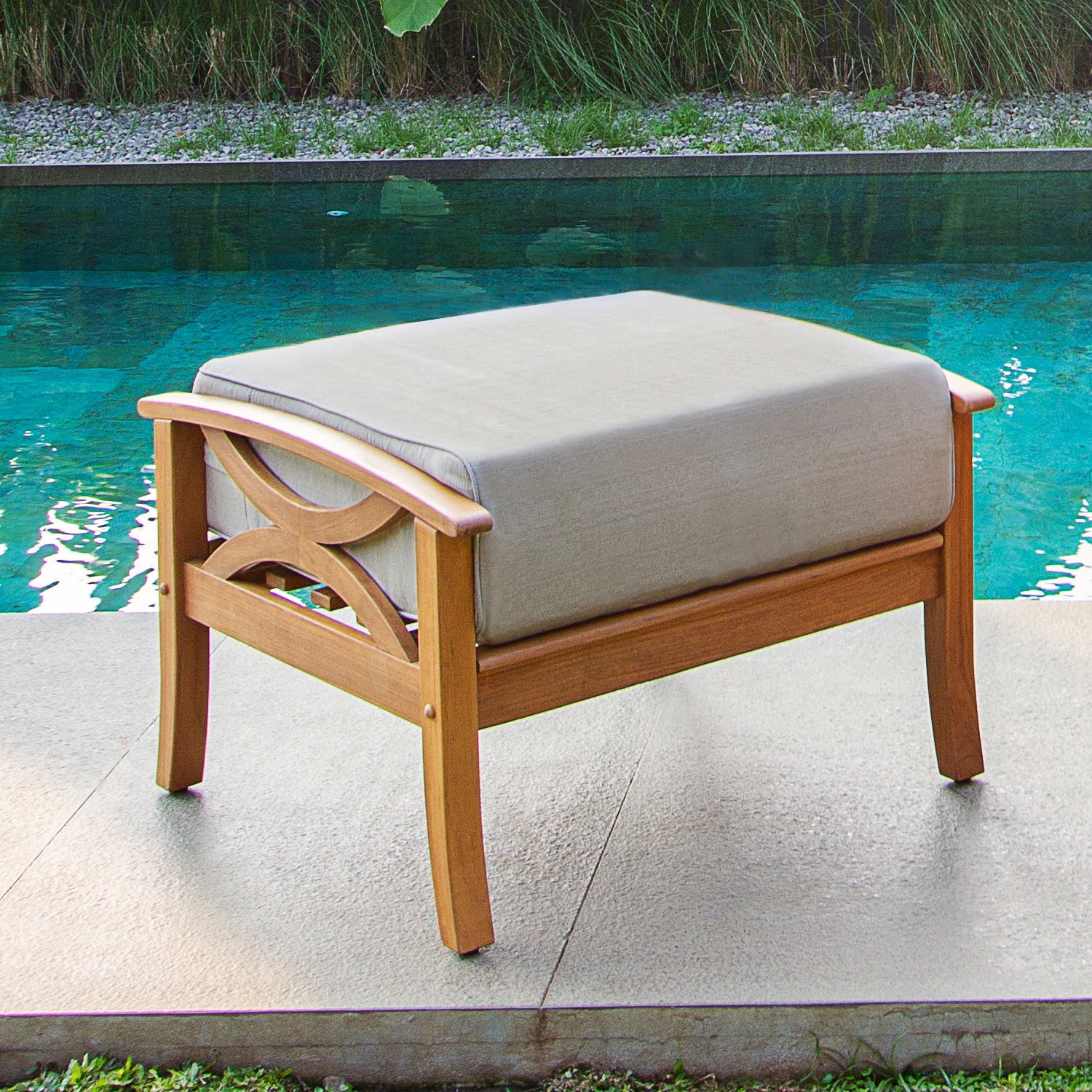 Cambridge Casual 280359-TW-XX-BG-XX Chester Natural Teak Wood Ottoman